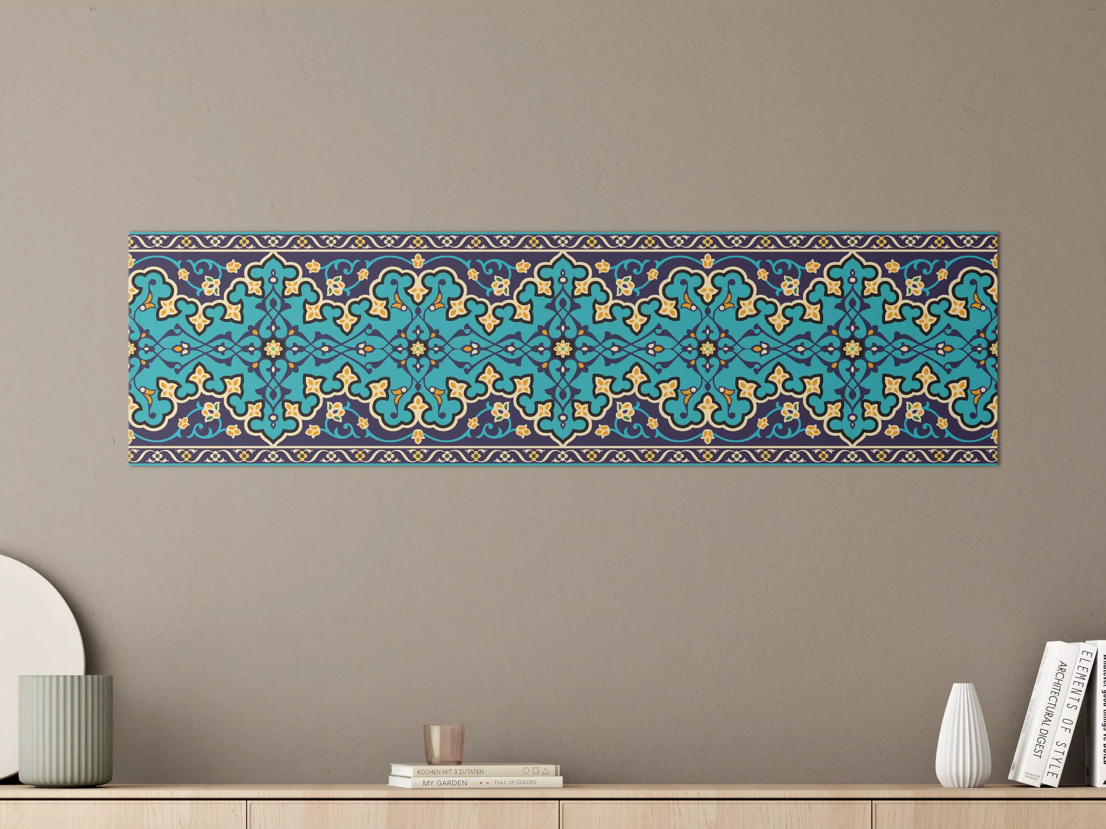 Große Wandbilder - Orientalisches Blau-Gold Muster