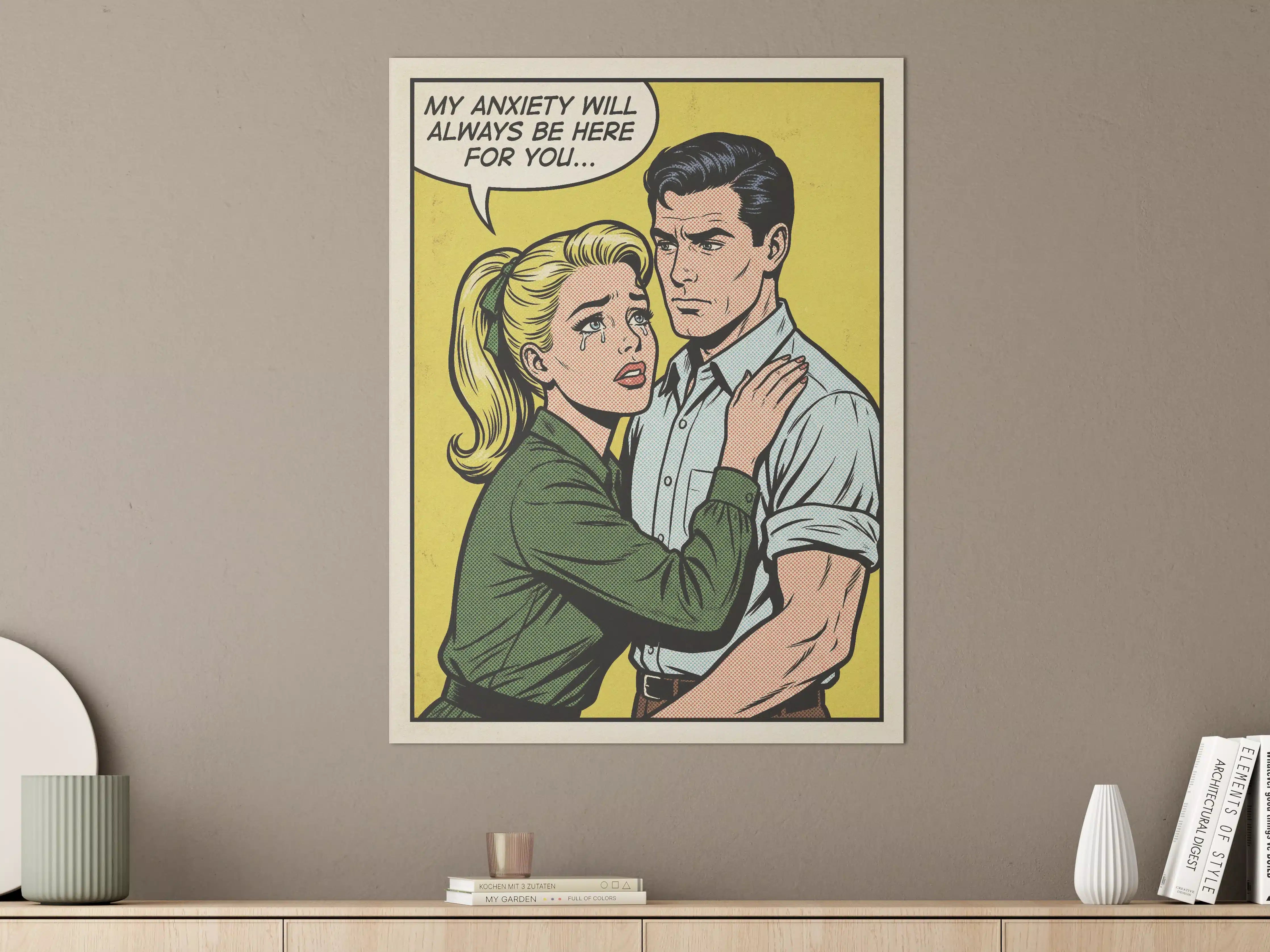 Große Wandbilder - Paar im Retro-Comics Stil mit emotionaler Botschaft