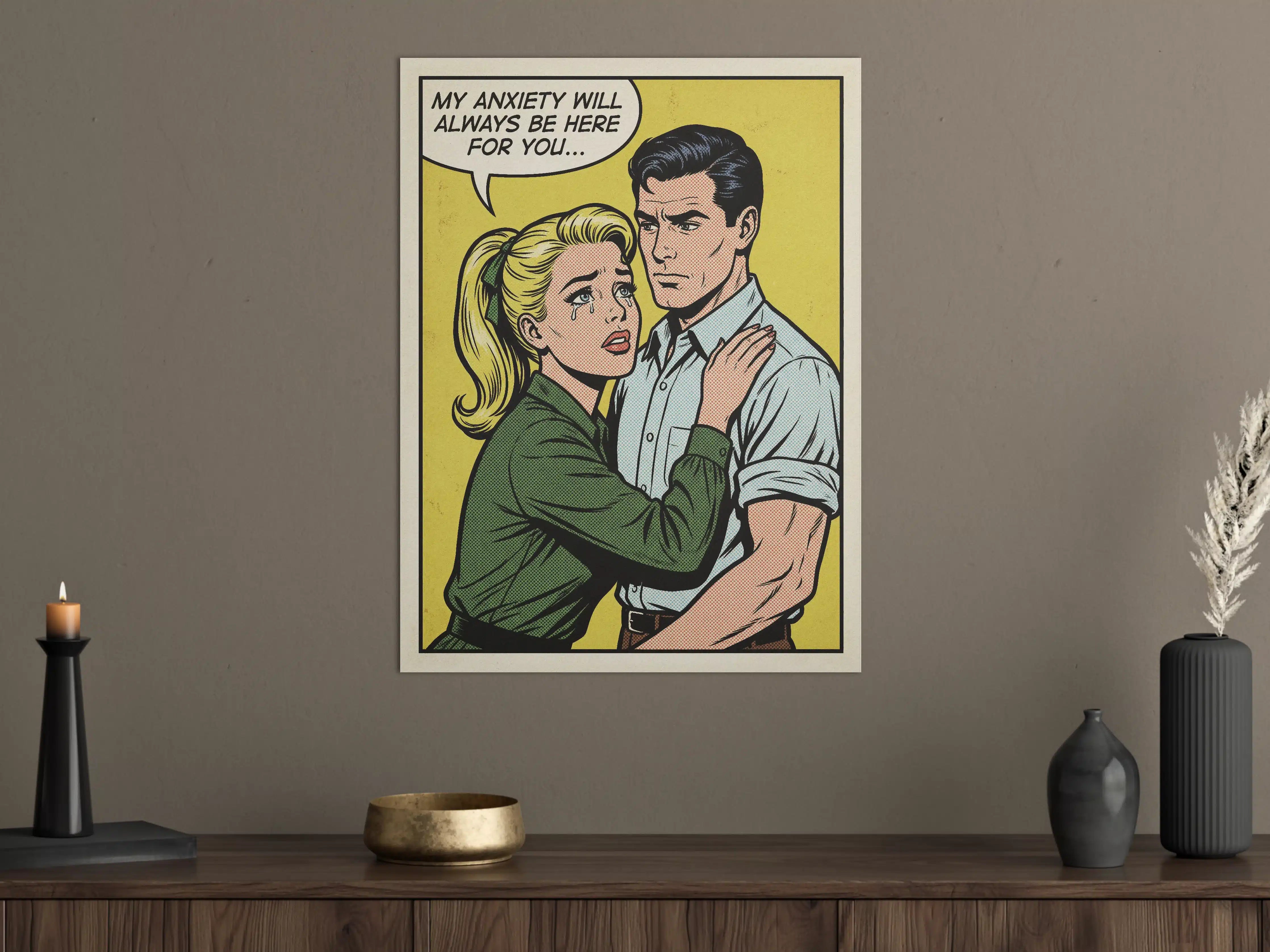 Große Wandbilder - Paar im Retro-Comics Stil mit emotionaler Botschaft