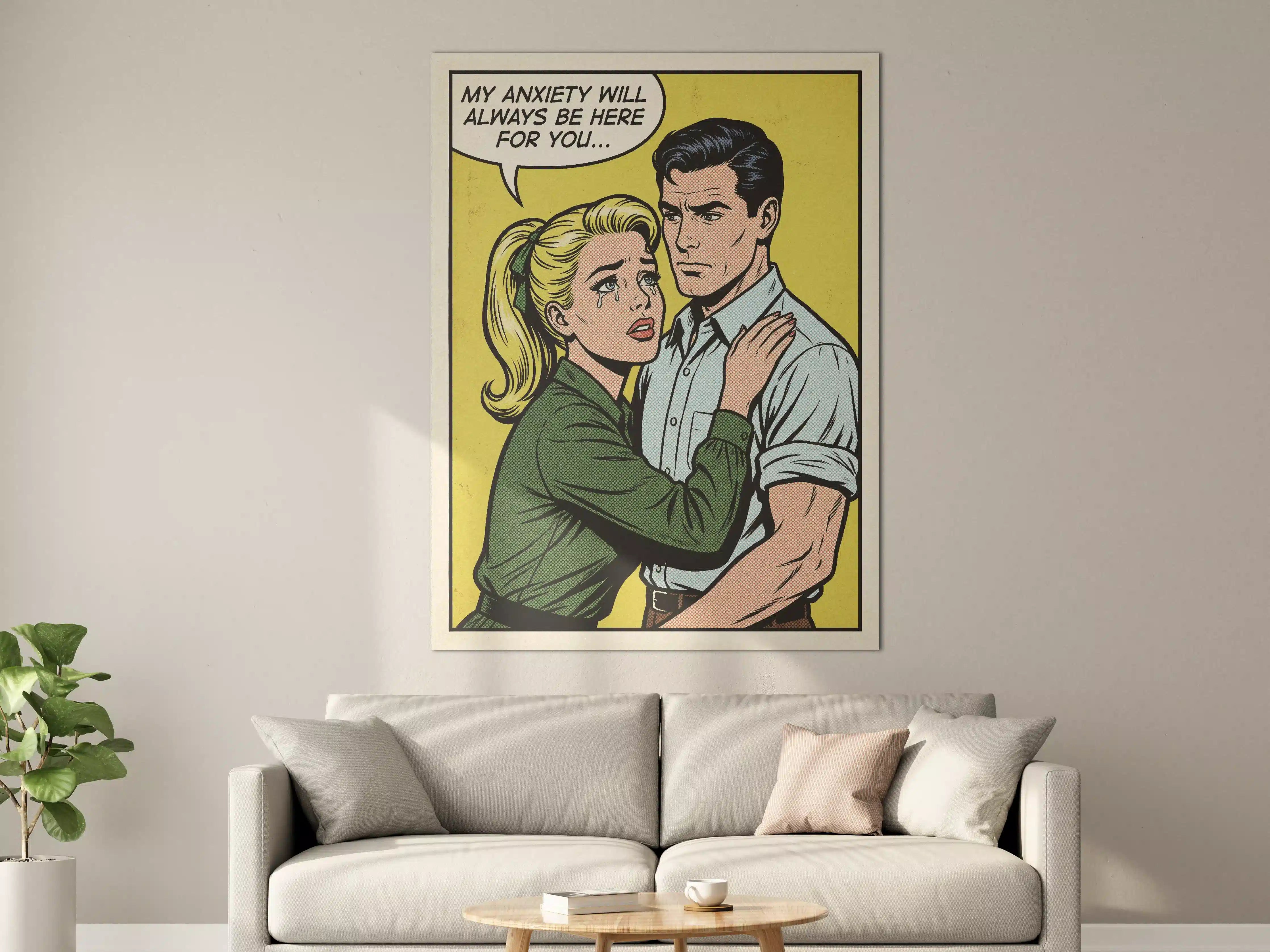 Große Wandbilder - Paar im Retro-Comics Stil mit emotionaler Botschaft