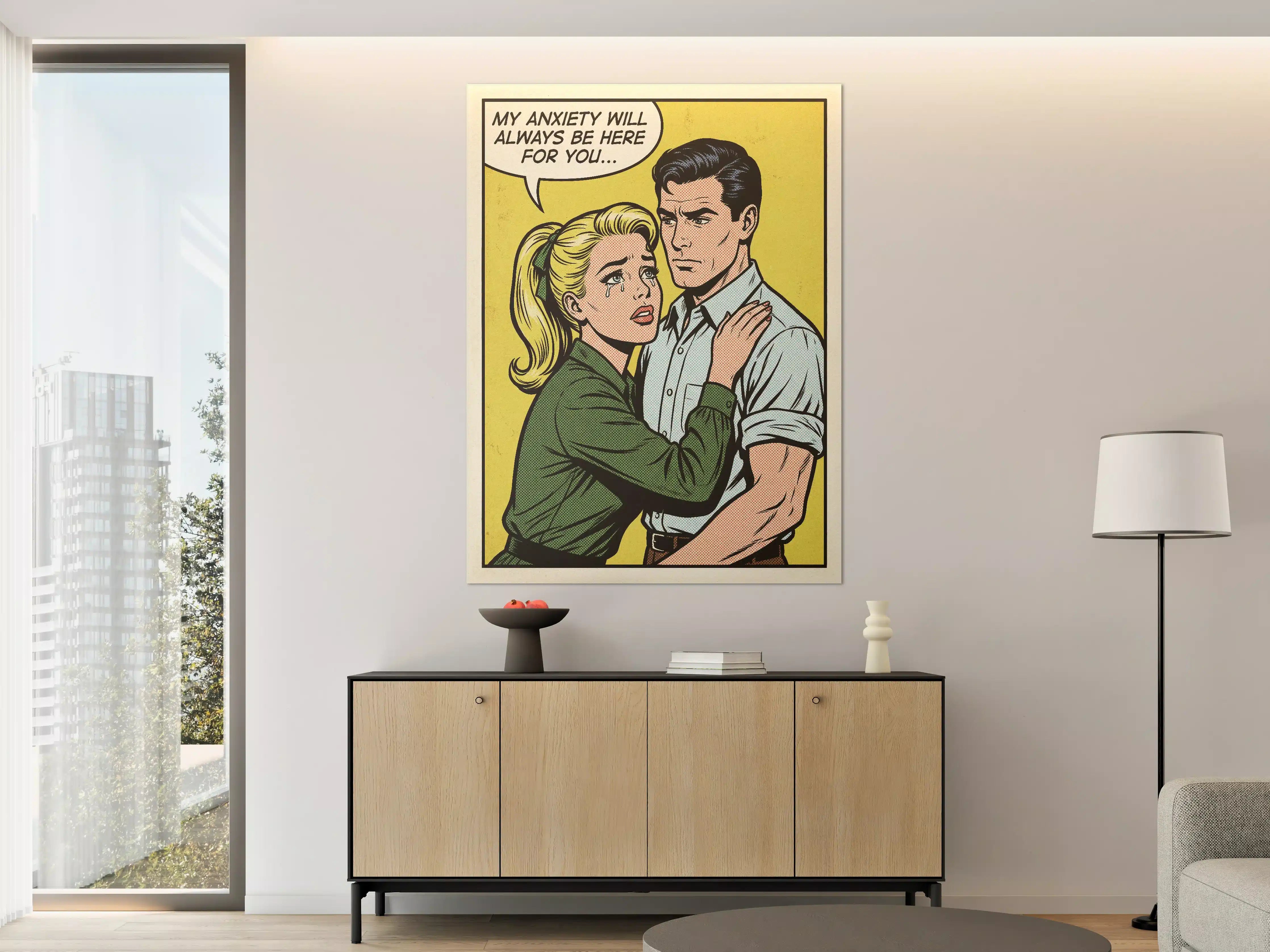 Große Wandbilder - Paar im Retro-Comics Stil mit emotionaler Botschaft
