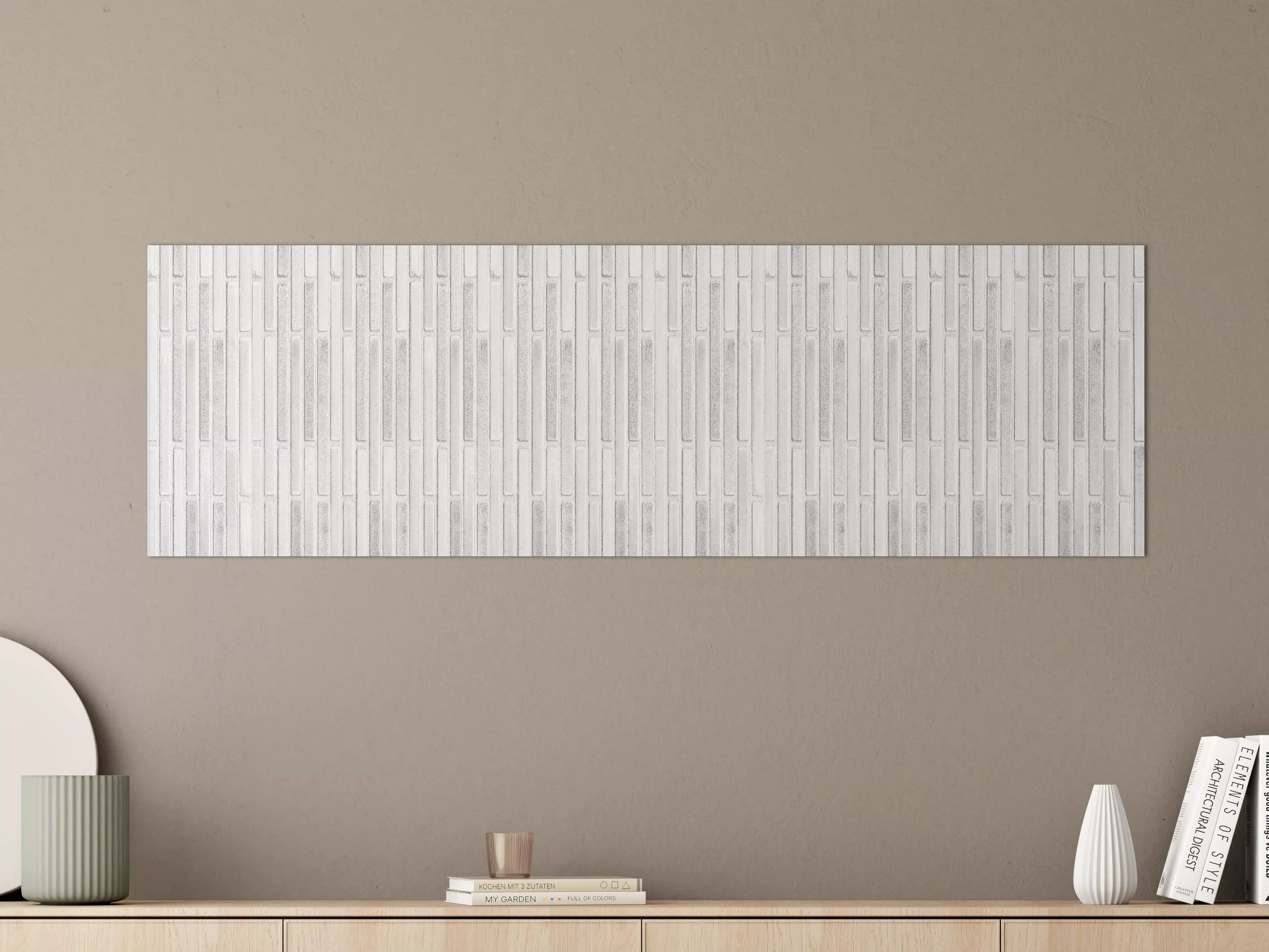 Große Wandbilder - Panorama der weißen Steinwand mit Streifen Textur