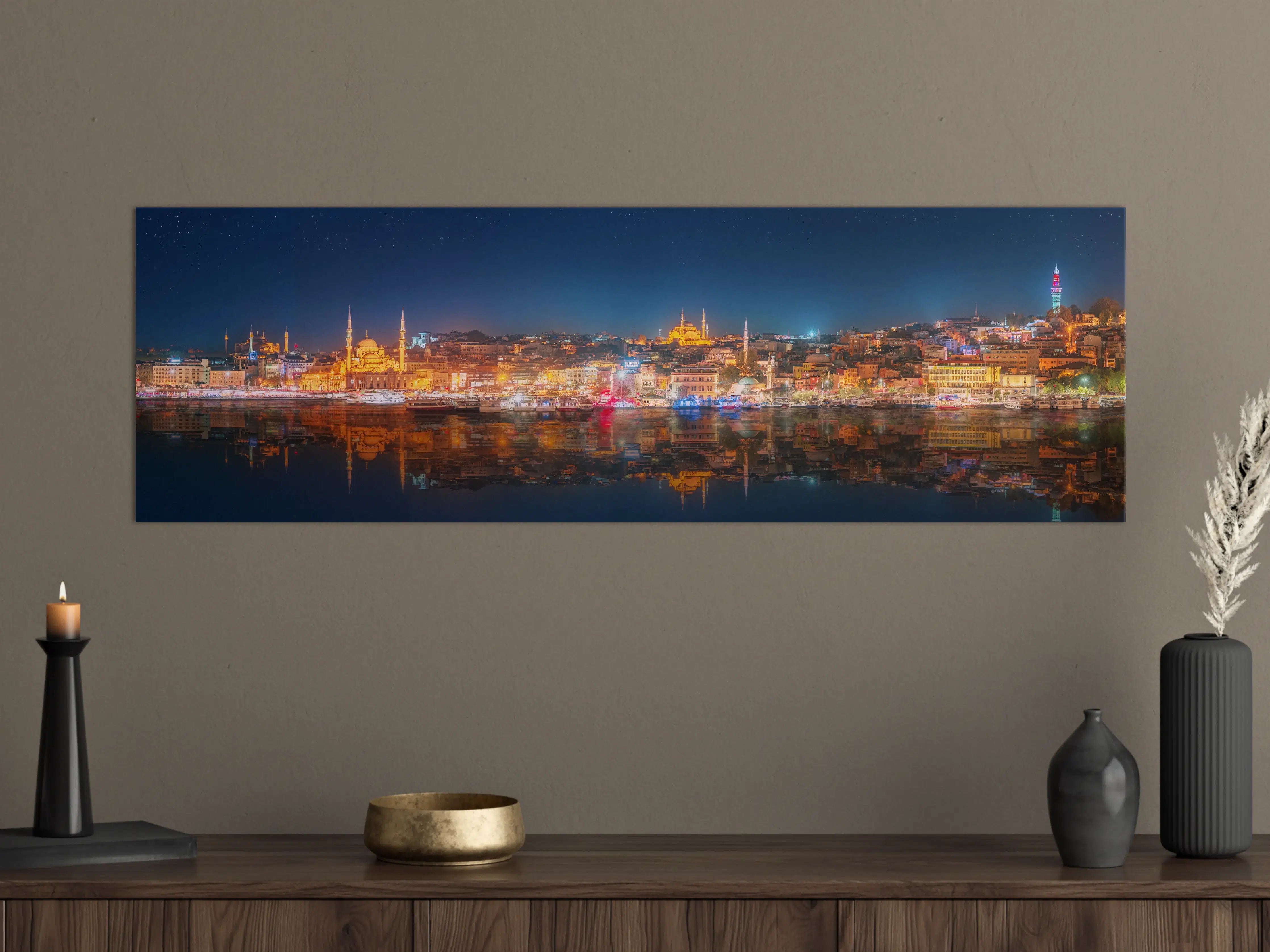 Große Wandbilder - Panorama von Istanbul & Bosporus bei Nacht