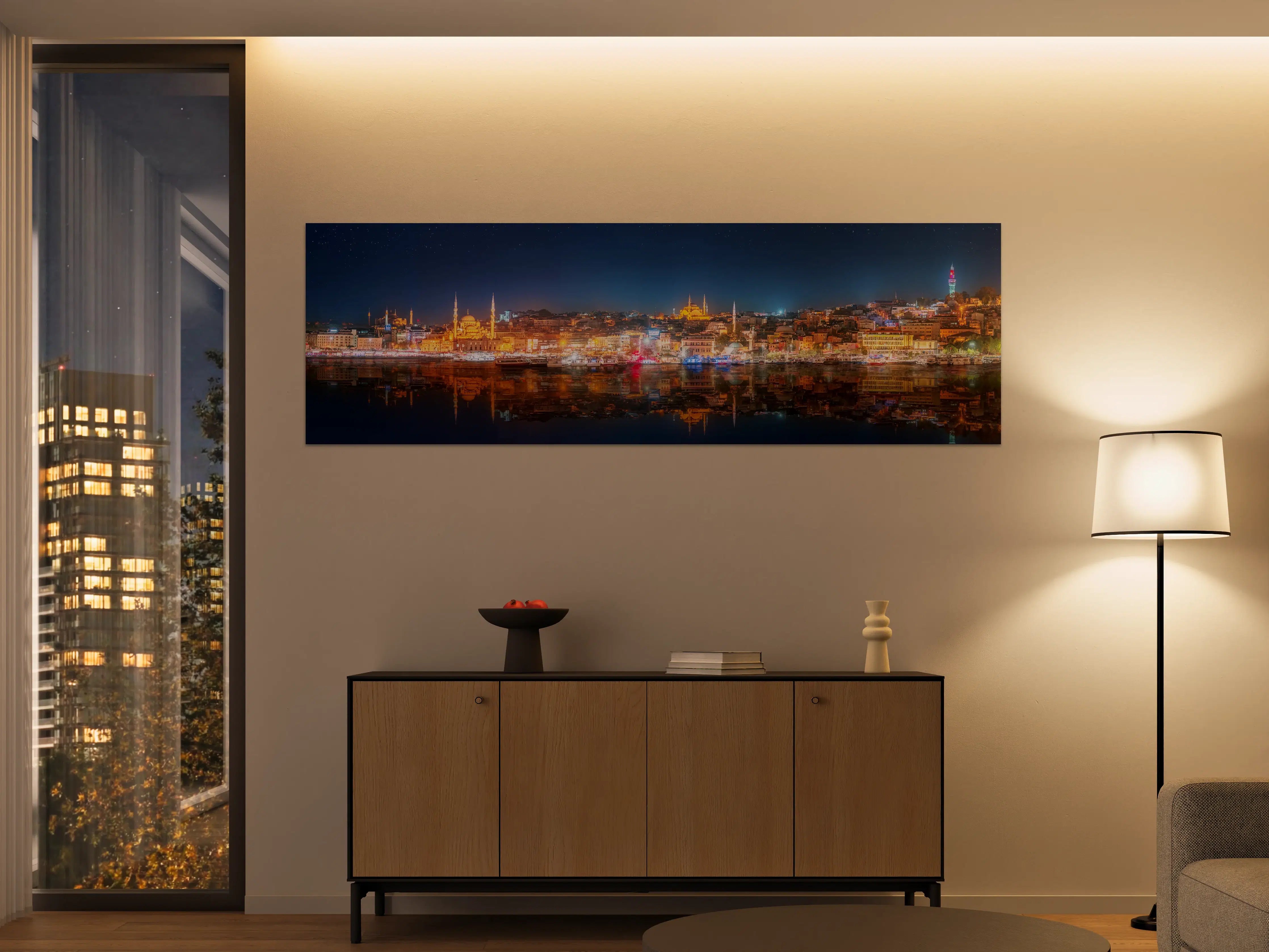 Große Wandbilder - Panorama von Istanbul & Bosporus bei Nacht