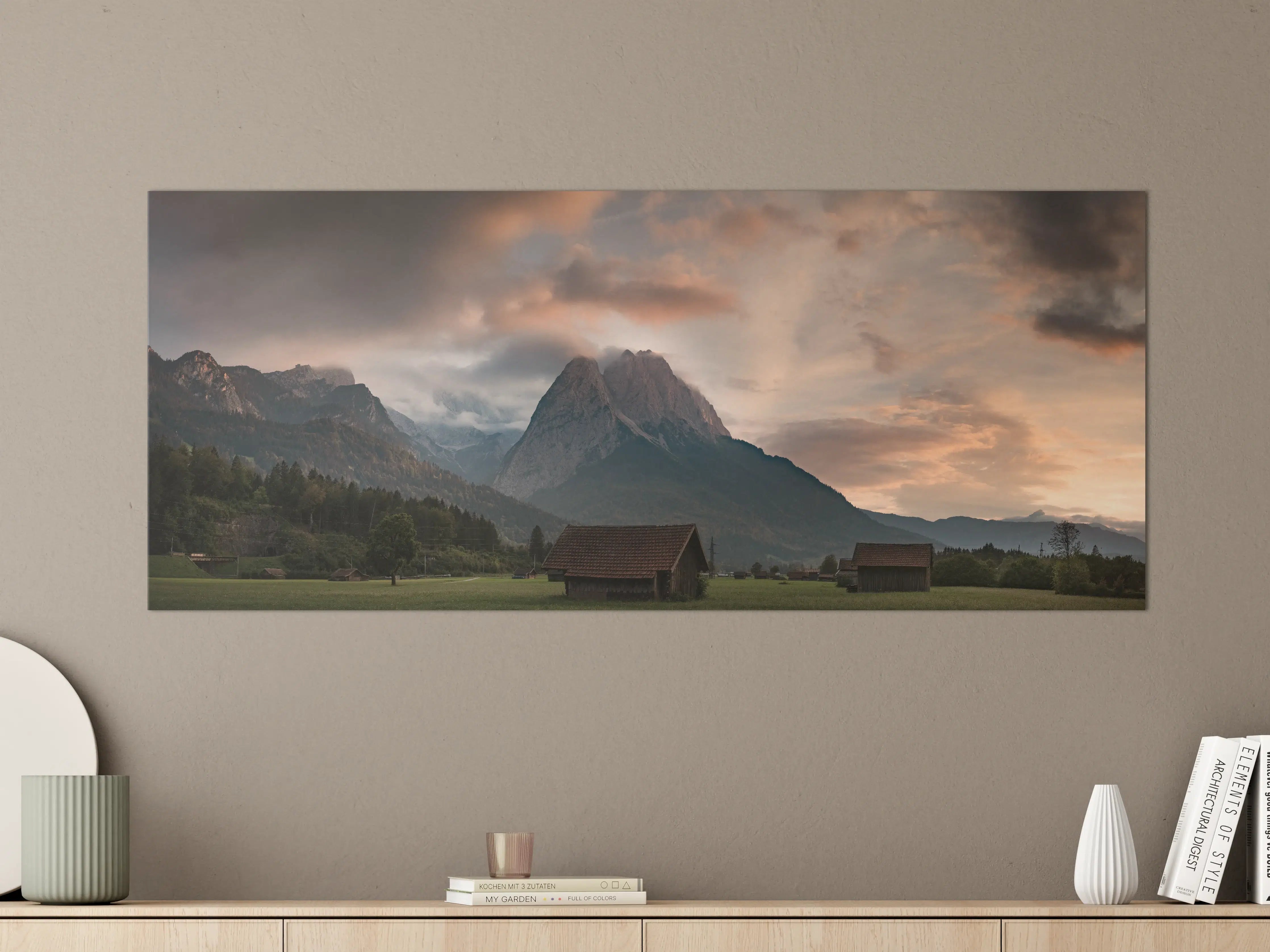 Große Wandbilder - Panorama von der wolkenverhangenen Zugspitze