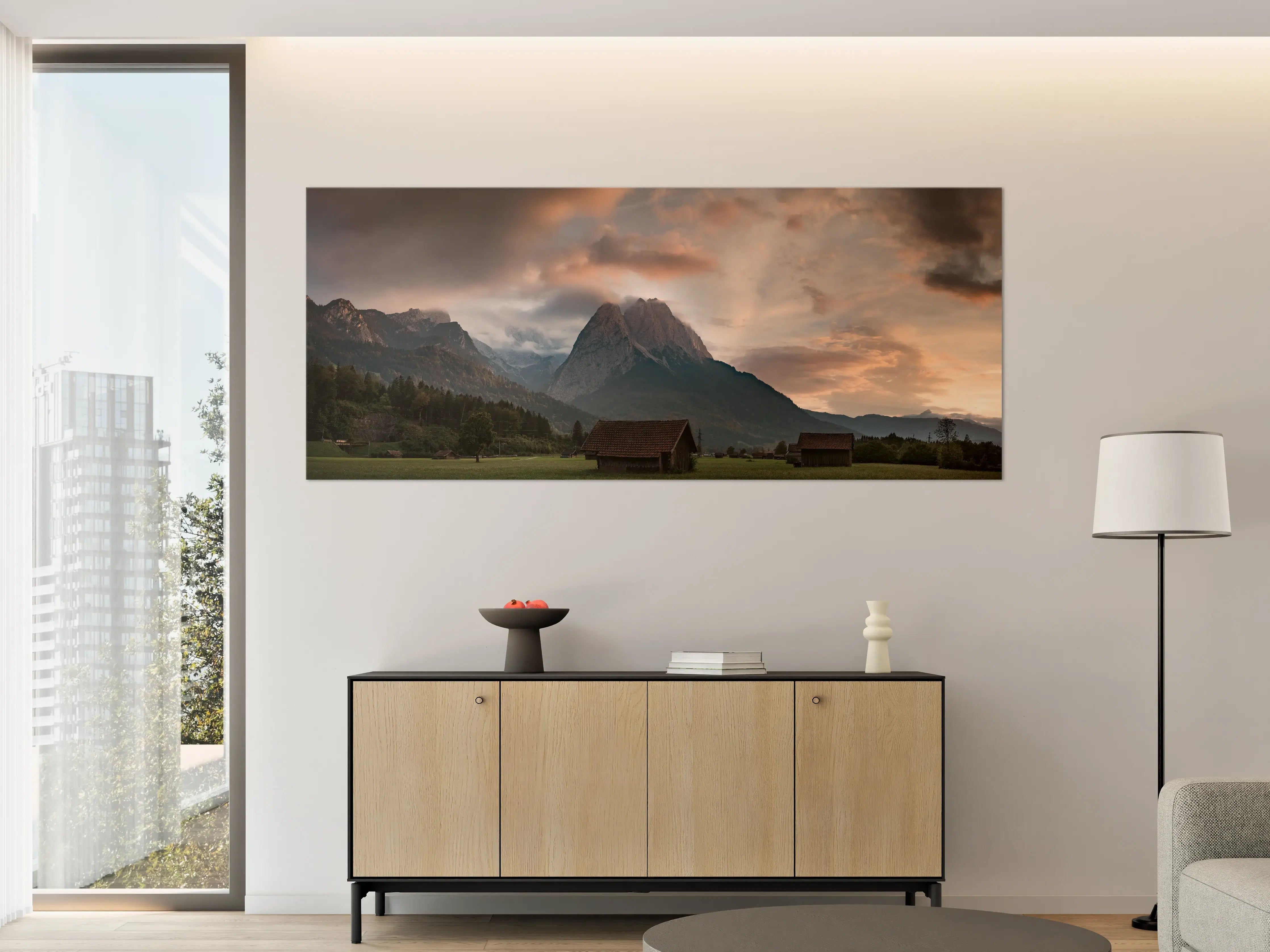 Große Wandbilder - Panorama von der wolkenverhangenen Zugspitze