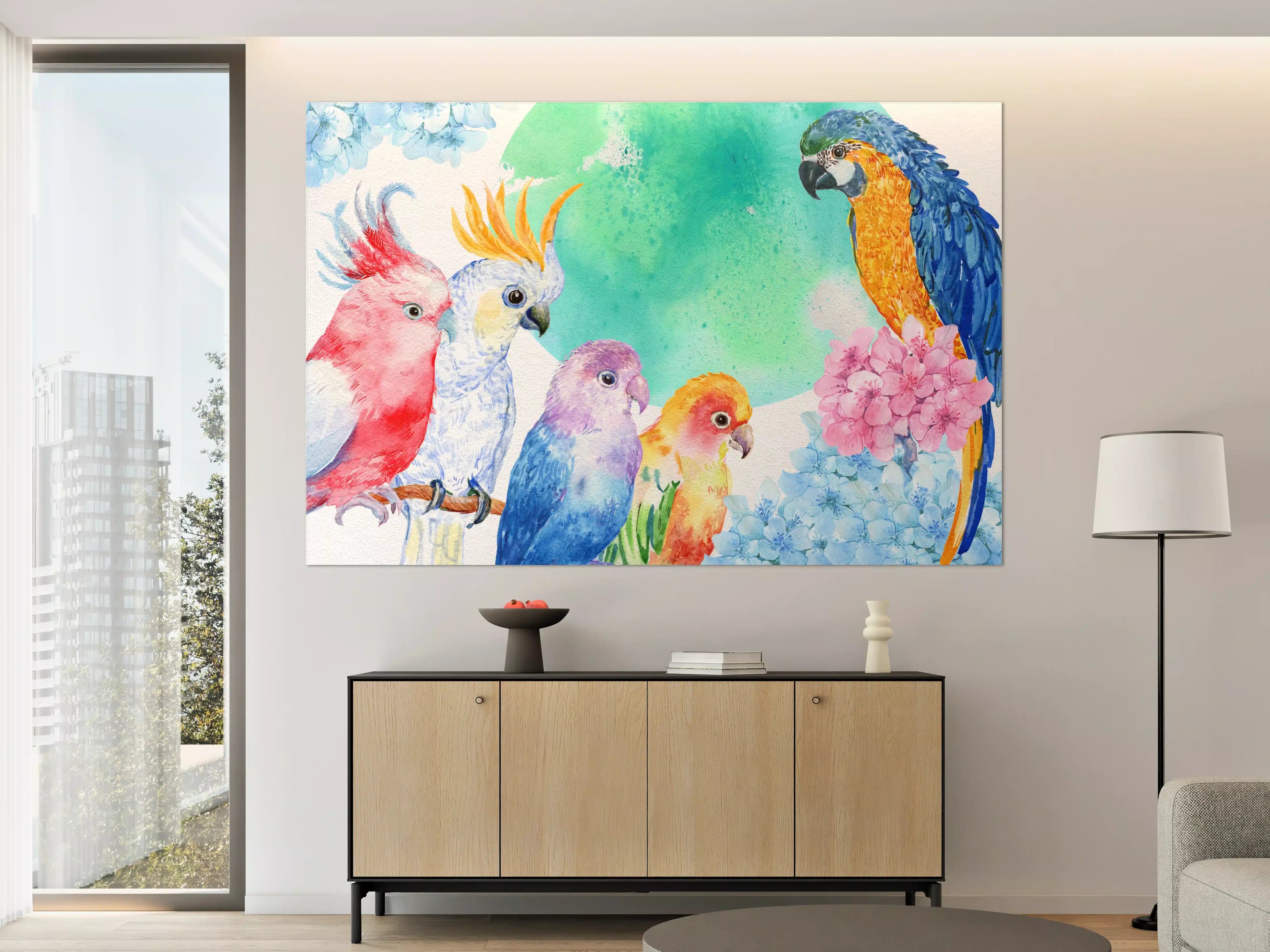 Große Wandbilder - Papagei Aquarell - exotisch