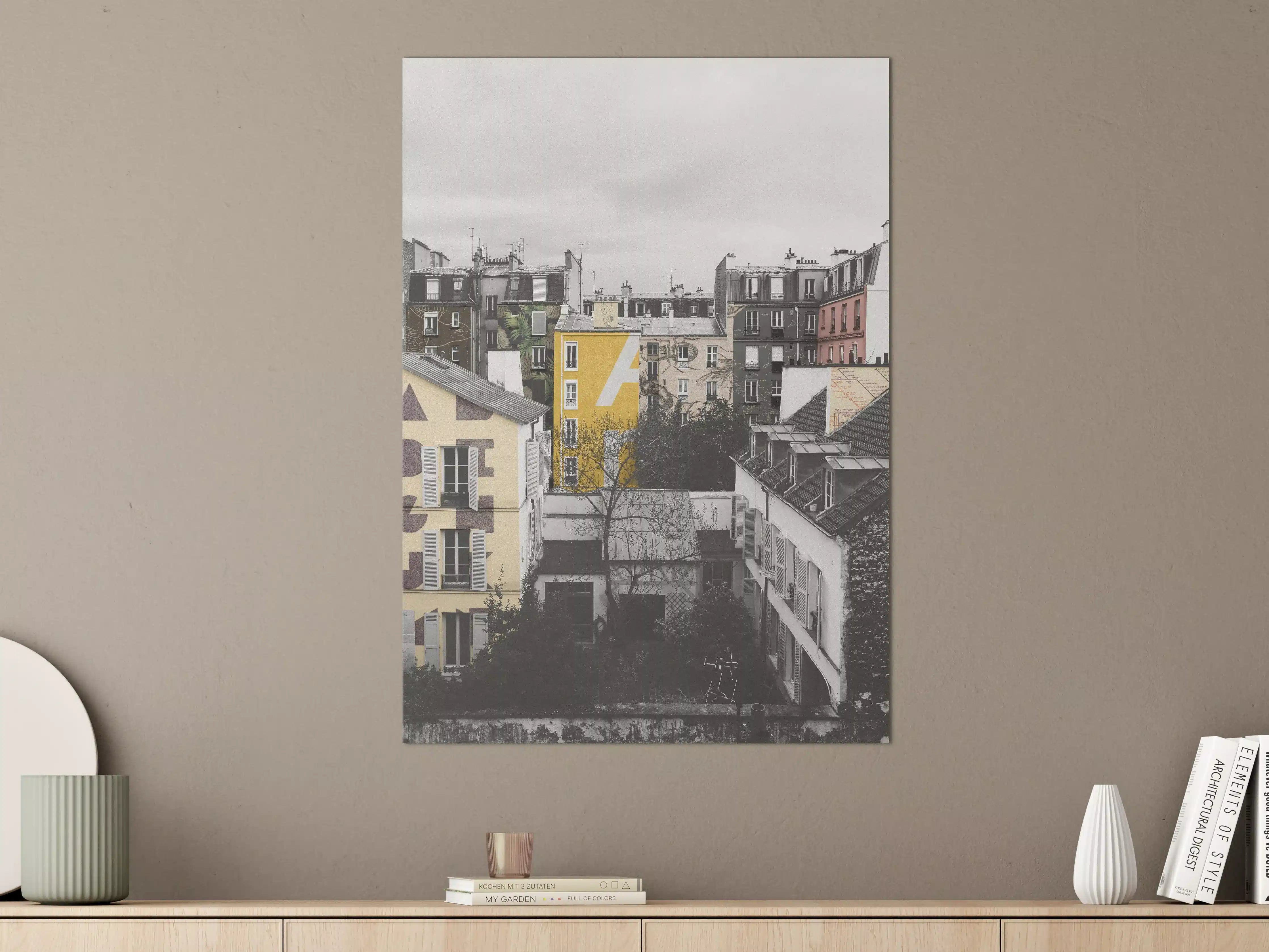 Große Wandbilder - Paris Grau-Gelb-Highlight