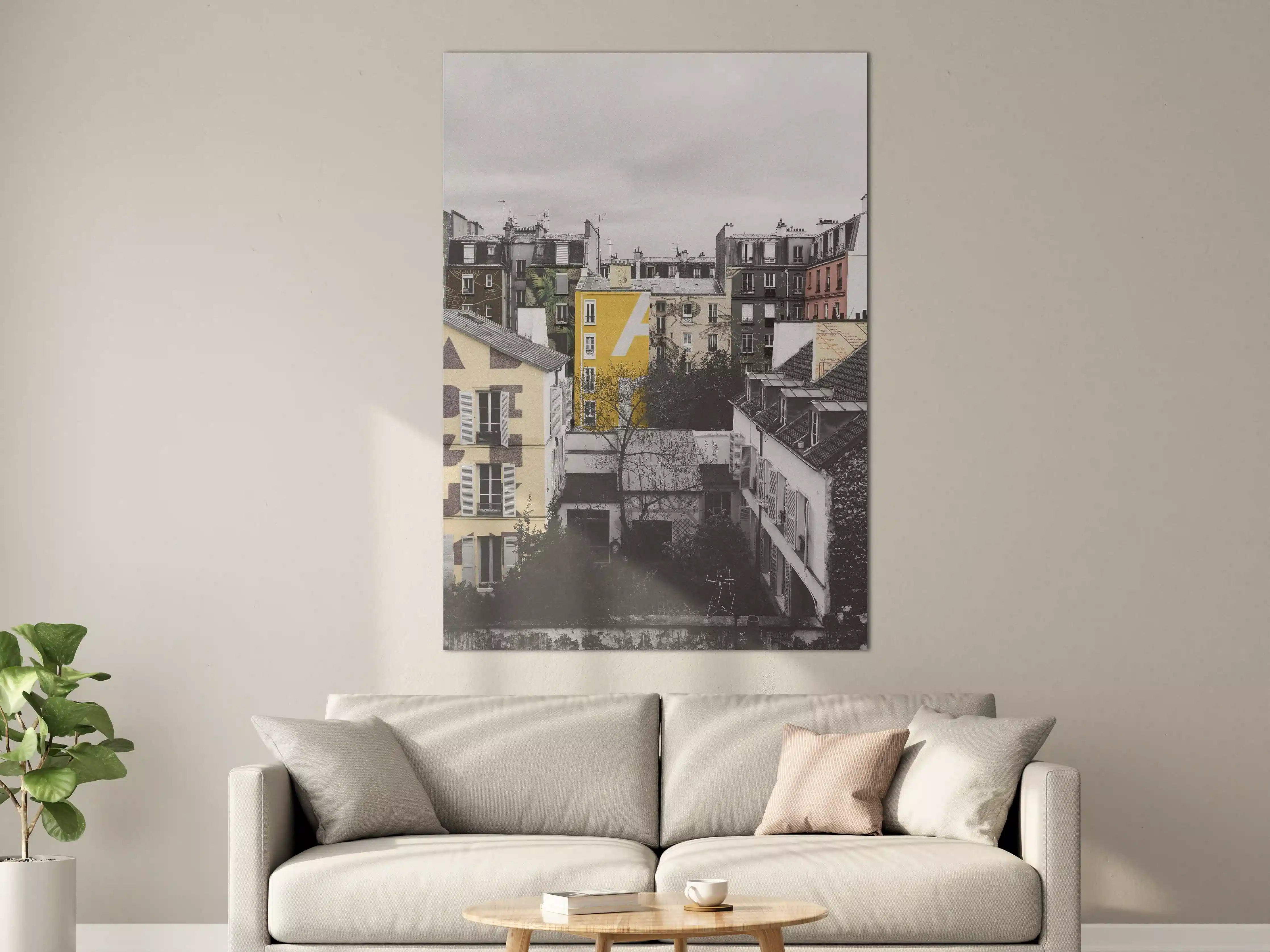 Große Wandbilder - Paris Grau-Gelb-Highlight