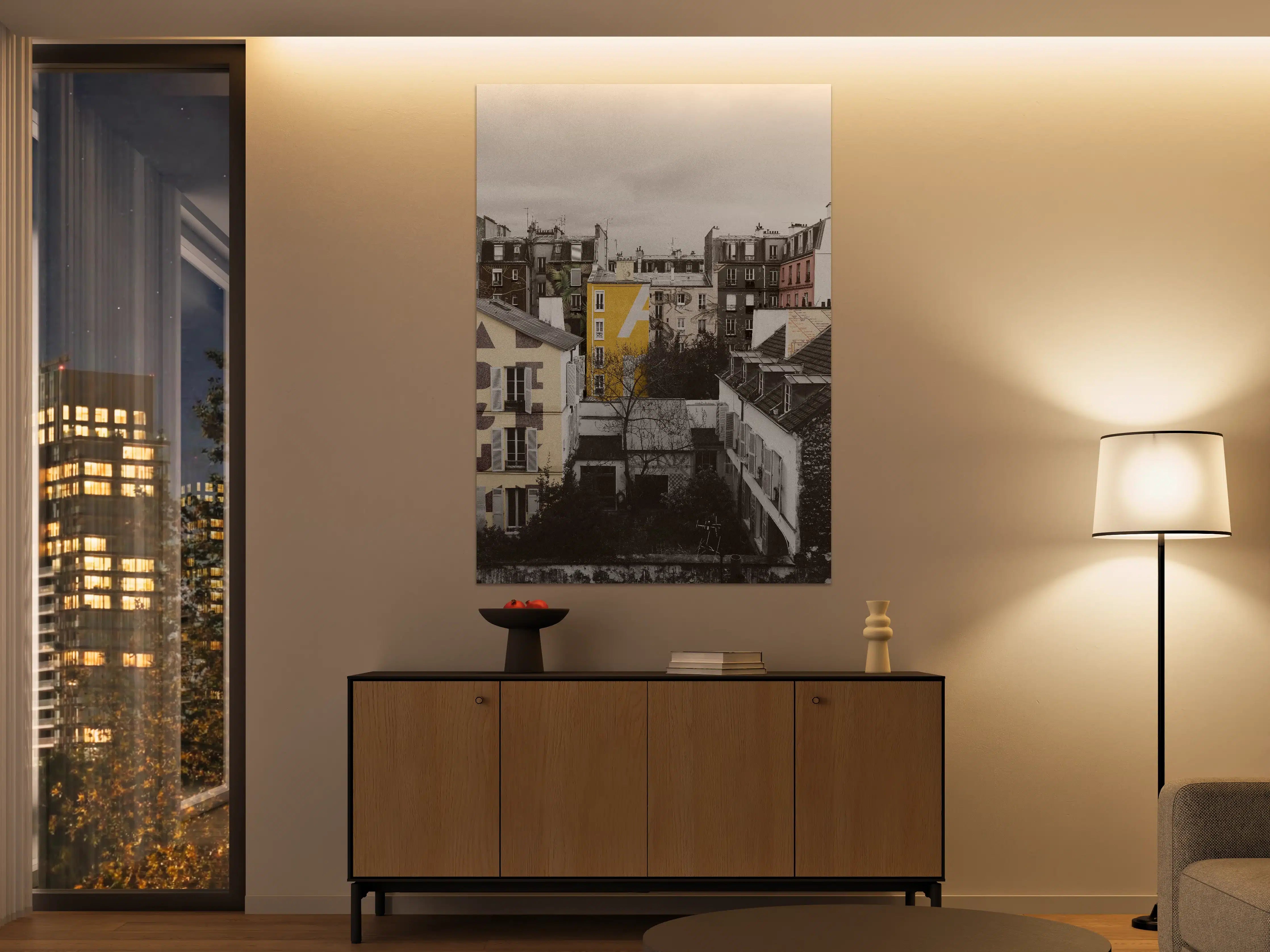Große Wandbilder - Paris Grau-Gelb-Highlight
