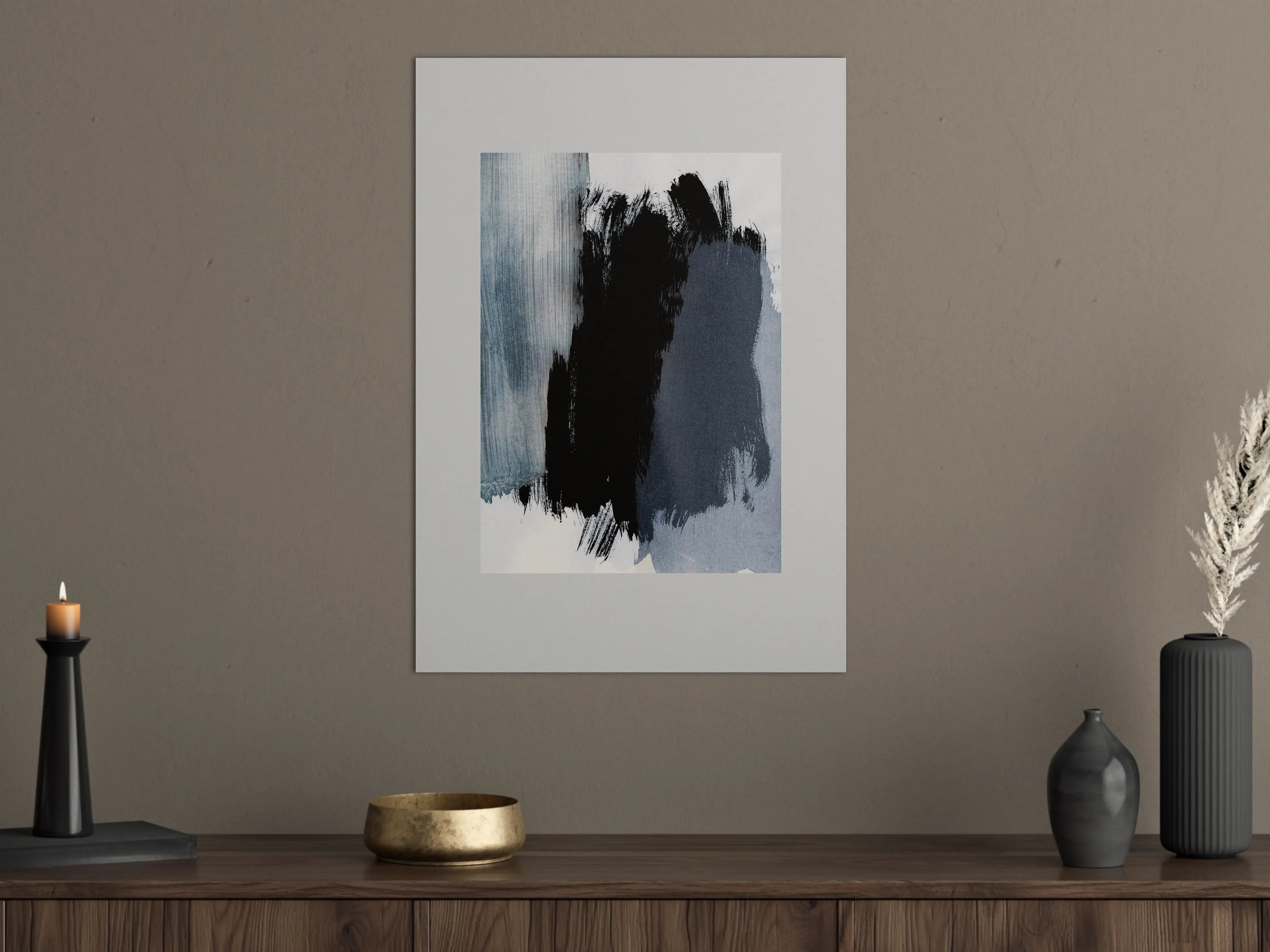 Große Wandbilder - Pastell-Blaugraue Abstraktion