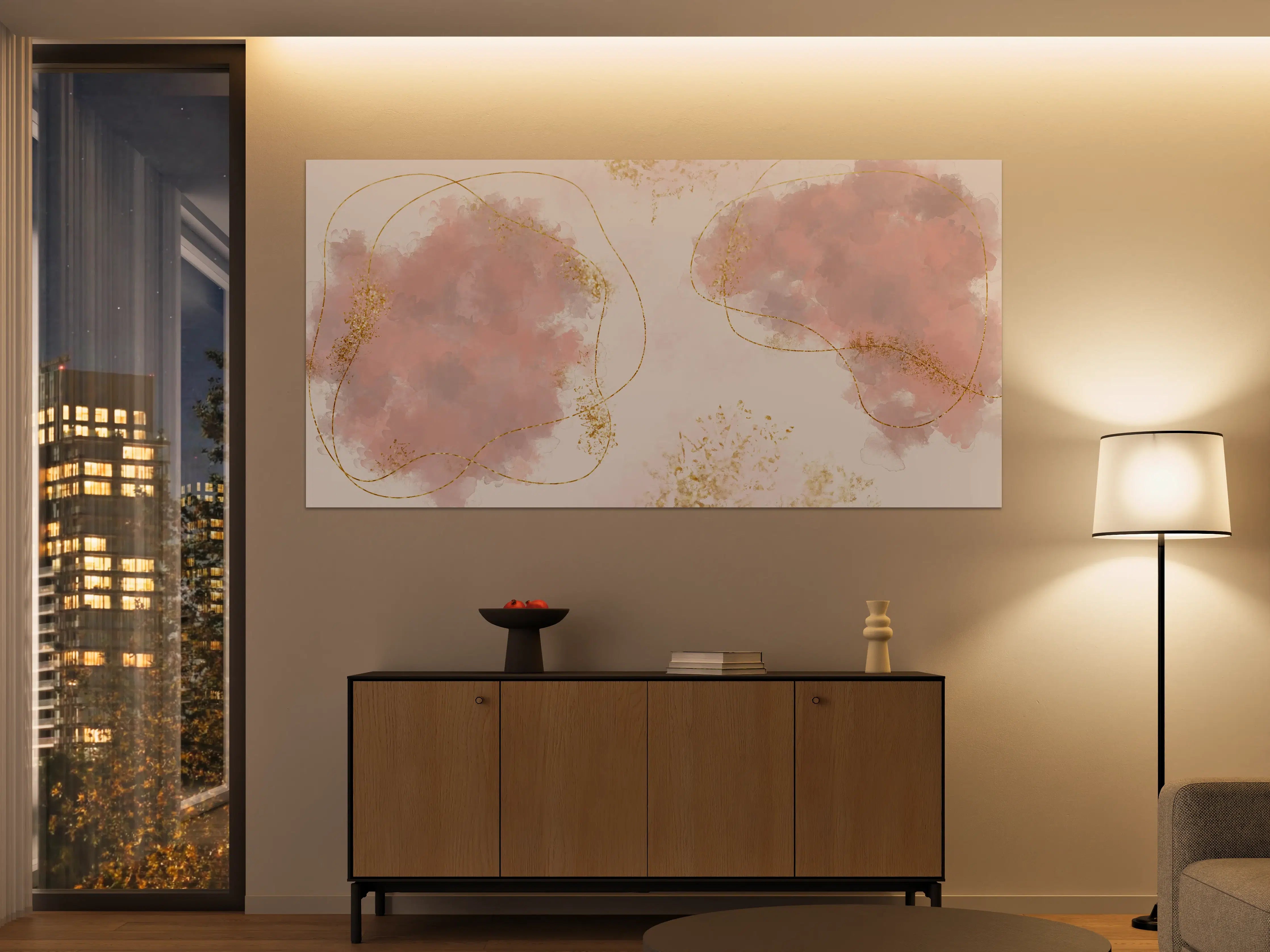 Große Wandbilder - Pastell Farben Zeichnung - Rosa
