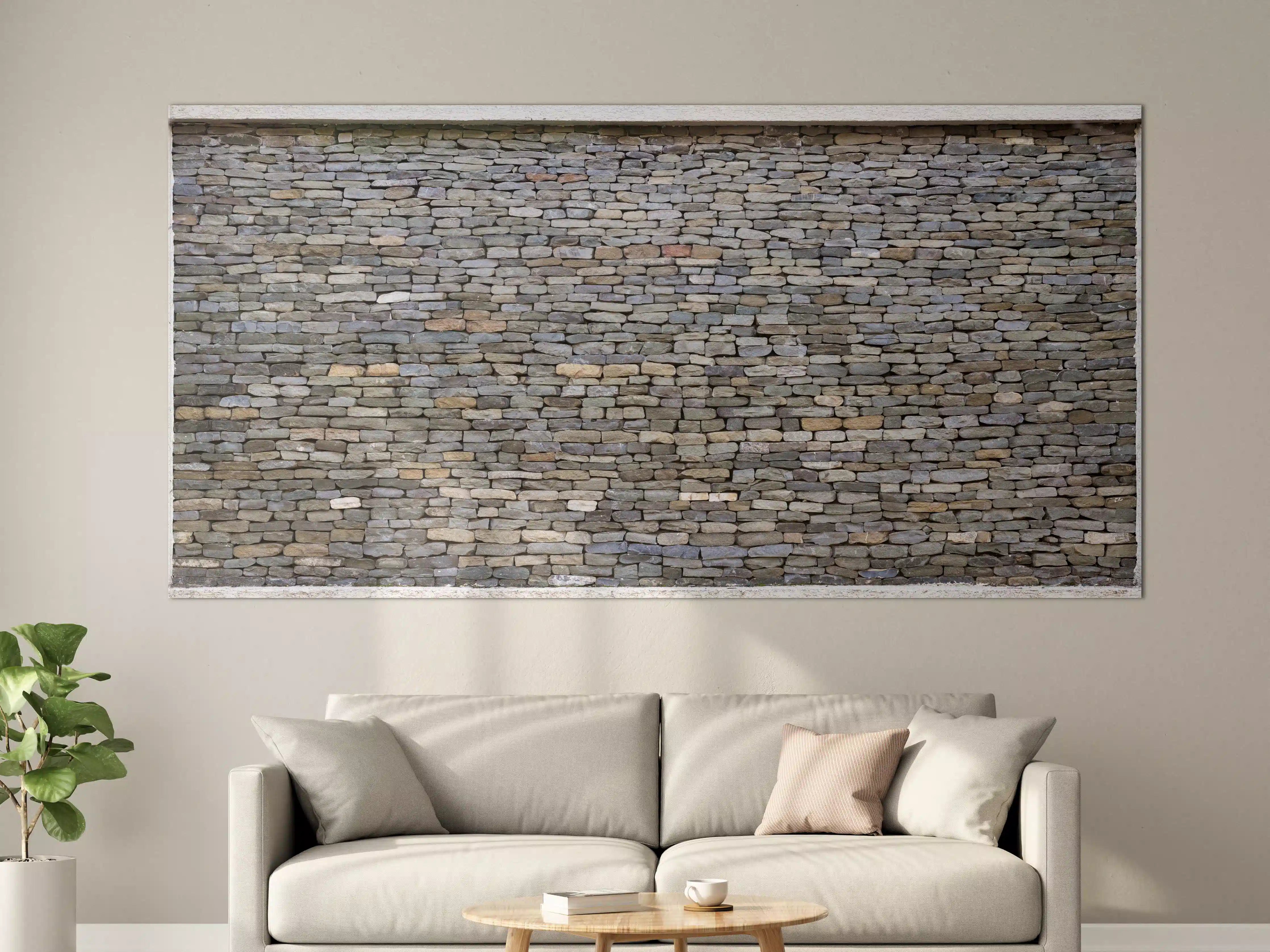 Große Wandbilder - Pastellfarbene Steinmauer