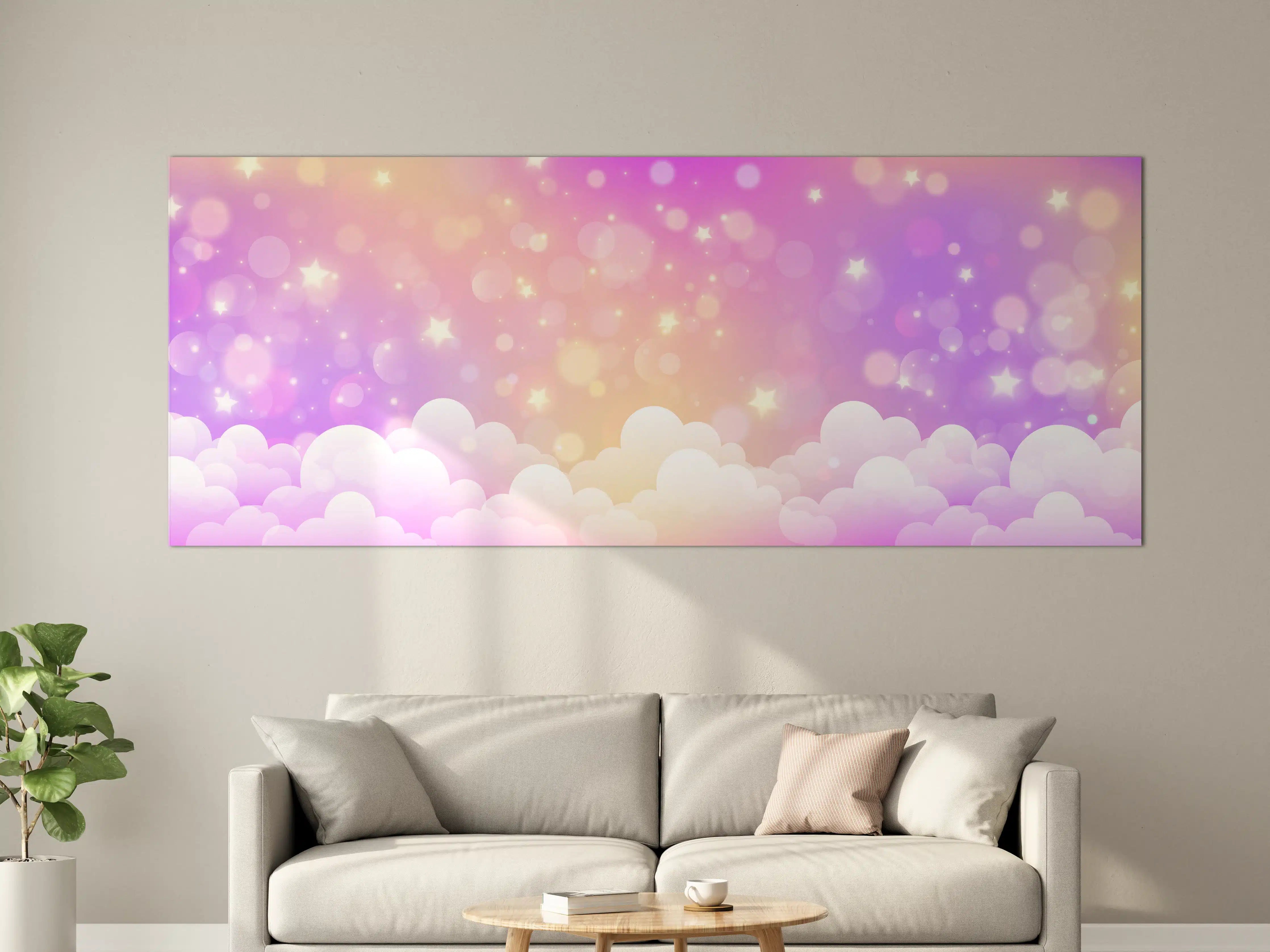 Große Wandbilder - Pastellfarbene Wolken und Sternenhimmel