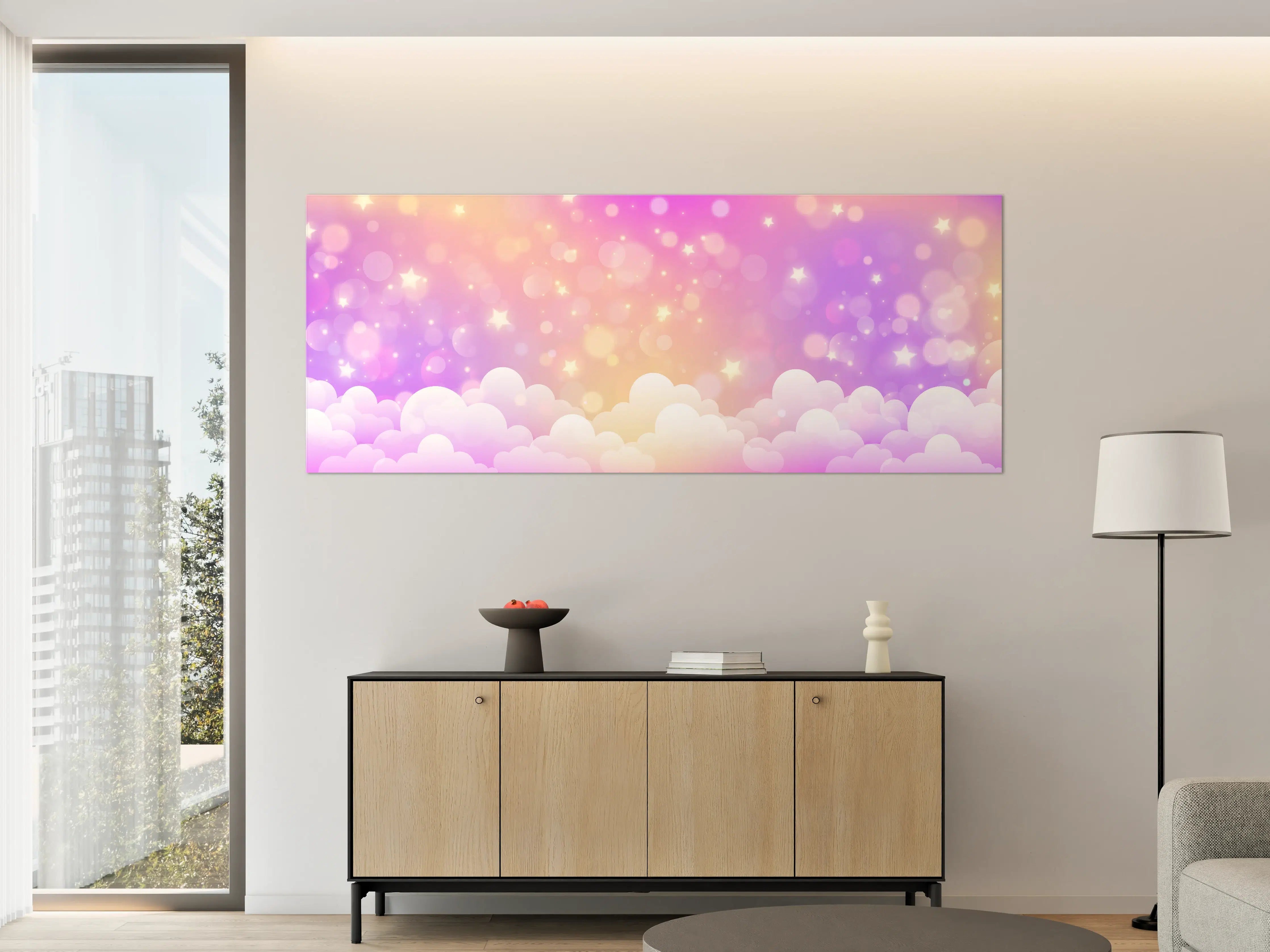 Große Wandbilder - Pastellfarbene Wolken und Sternenhimmel