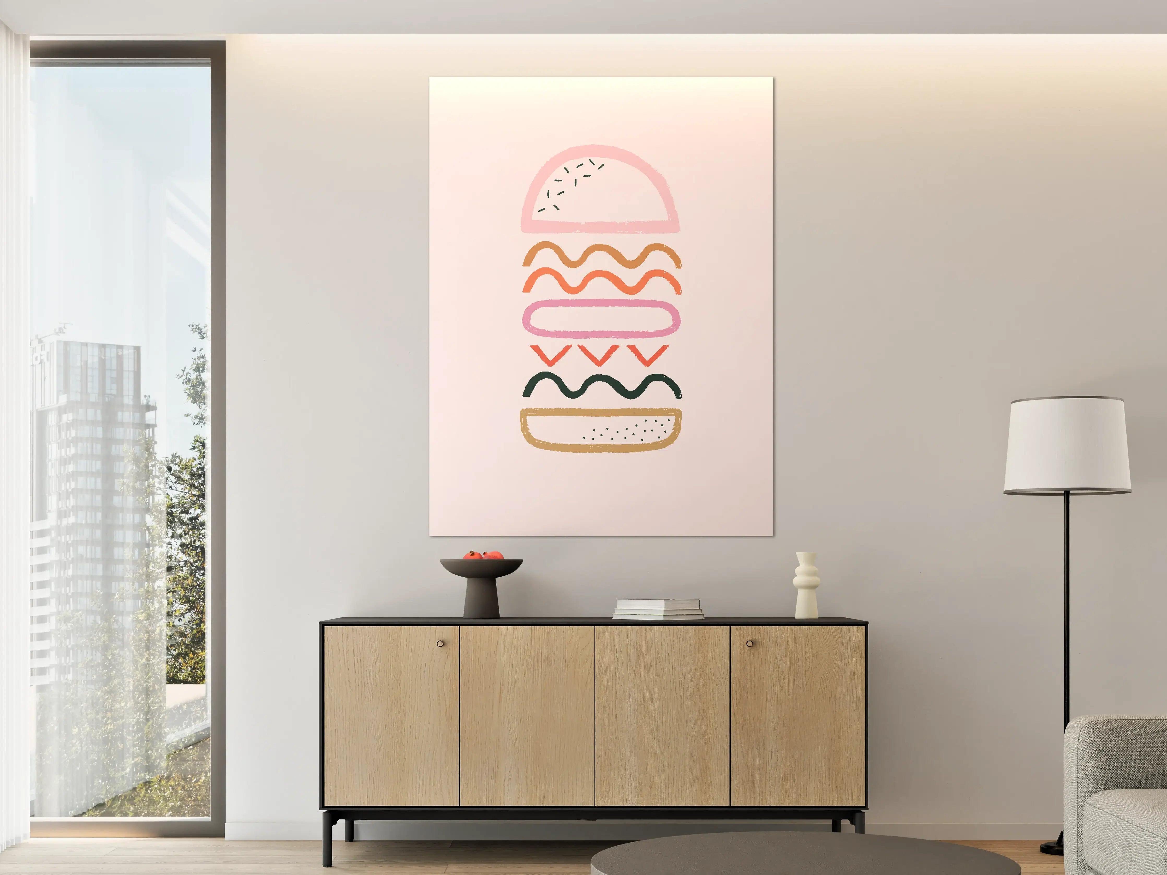 Große Wandbilder - Pastellfarbener Abstrakter Hamburger