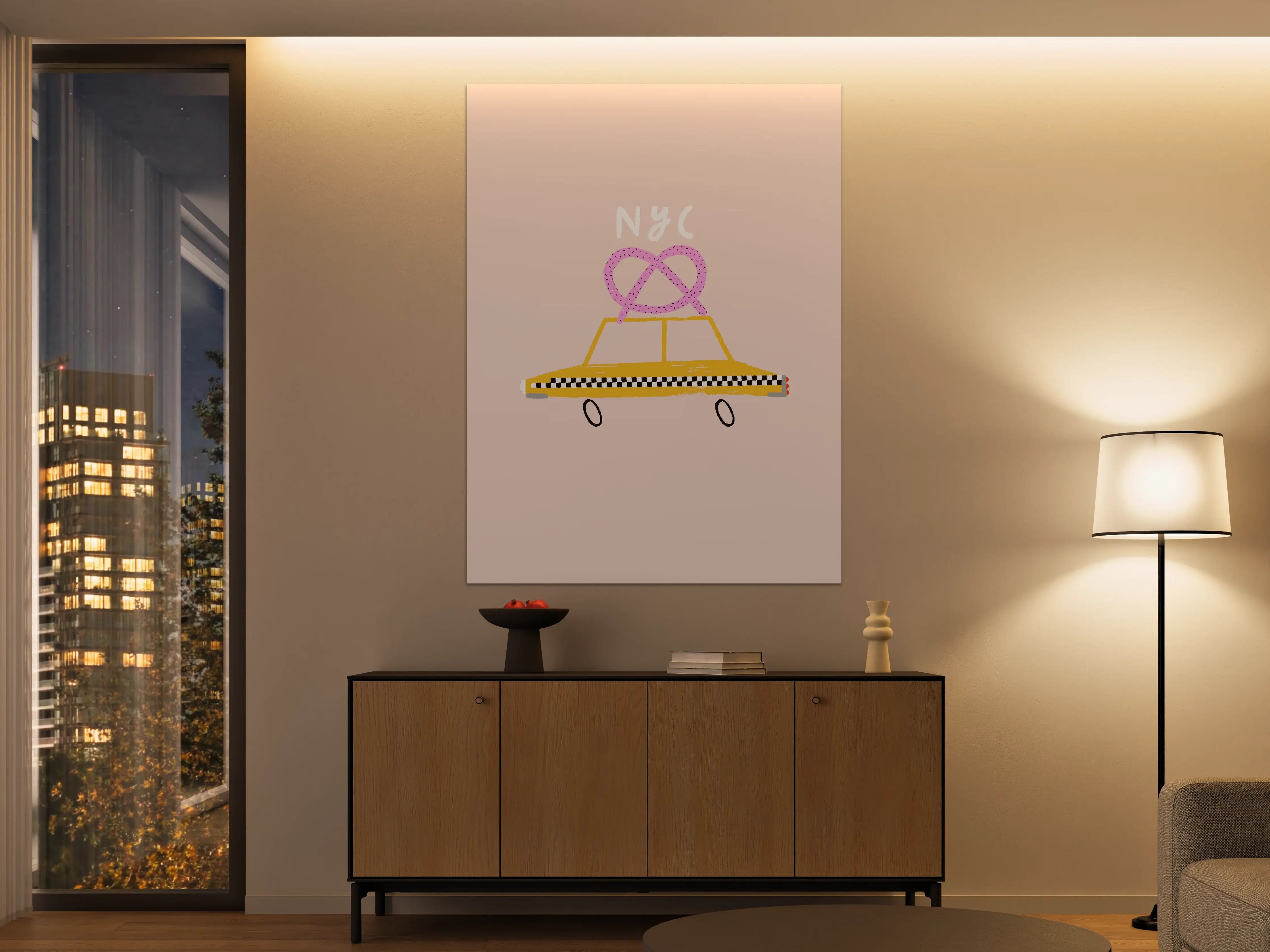 Große Wandbilder - Pastellfarbenes NYC Taxi-Design
