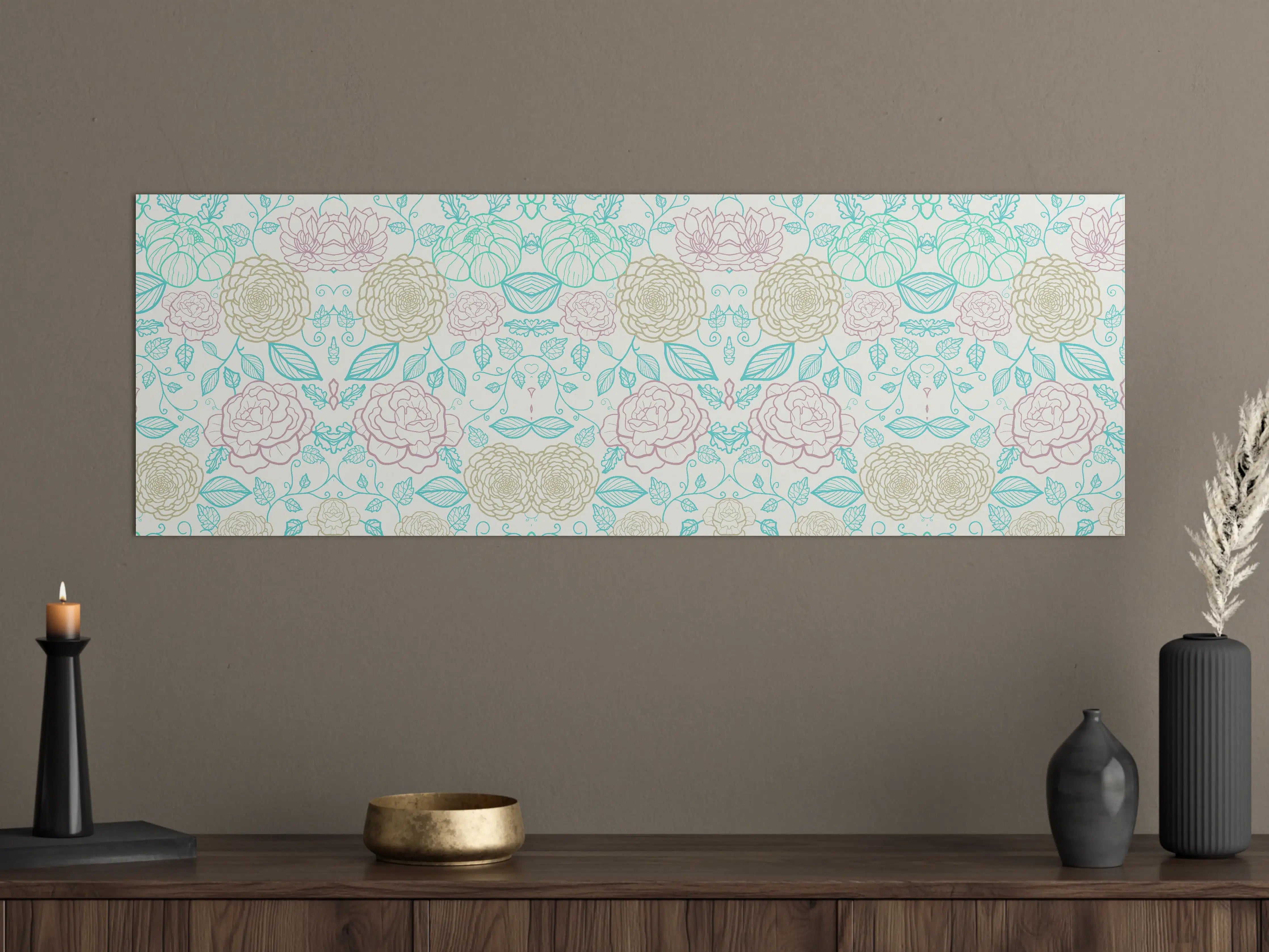 Große Wandbilder - Pastellfarbige Blumenmuster Wandbild