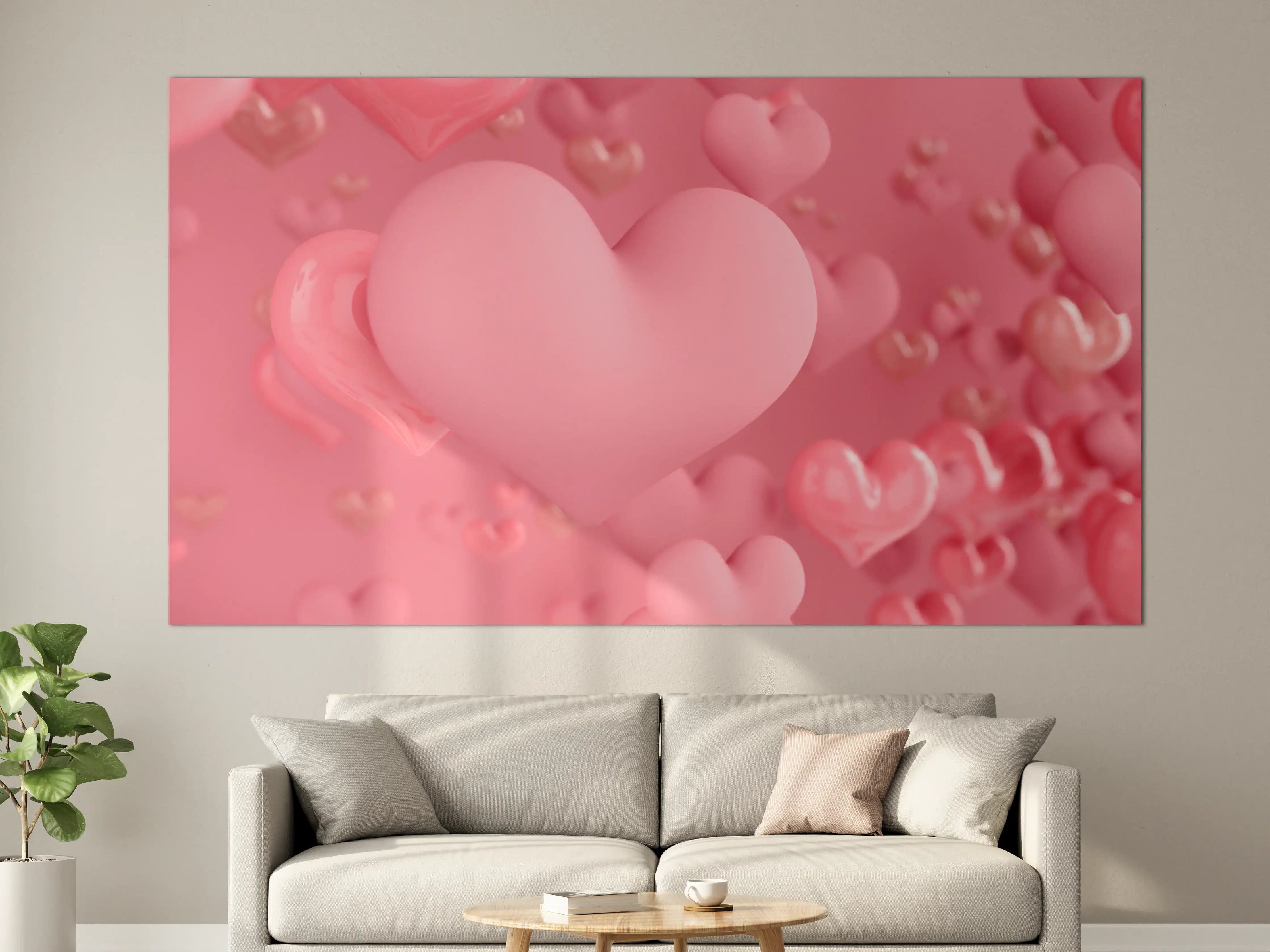 Große Wandbilder - Pastellrosa Herzen - Valentinstag