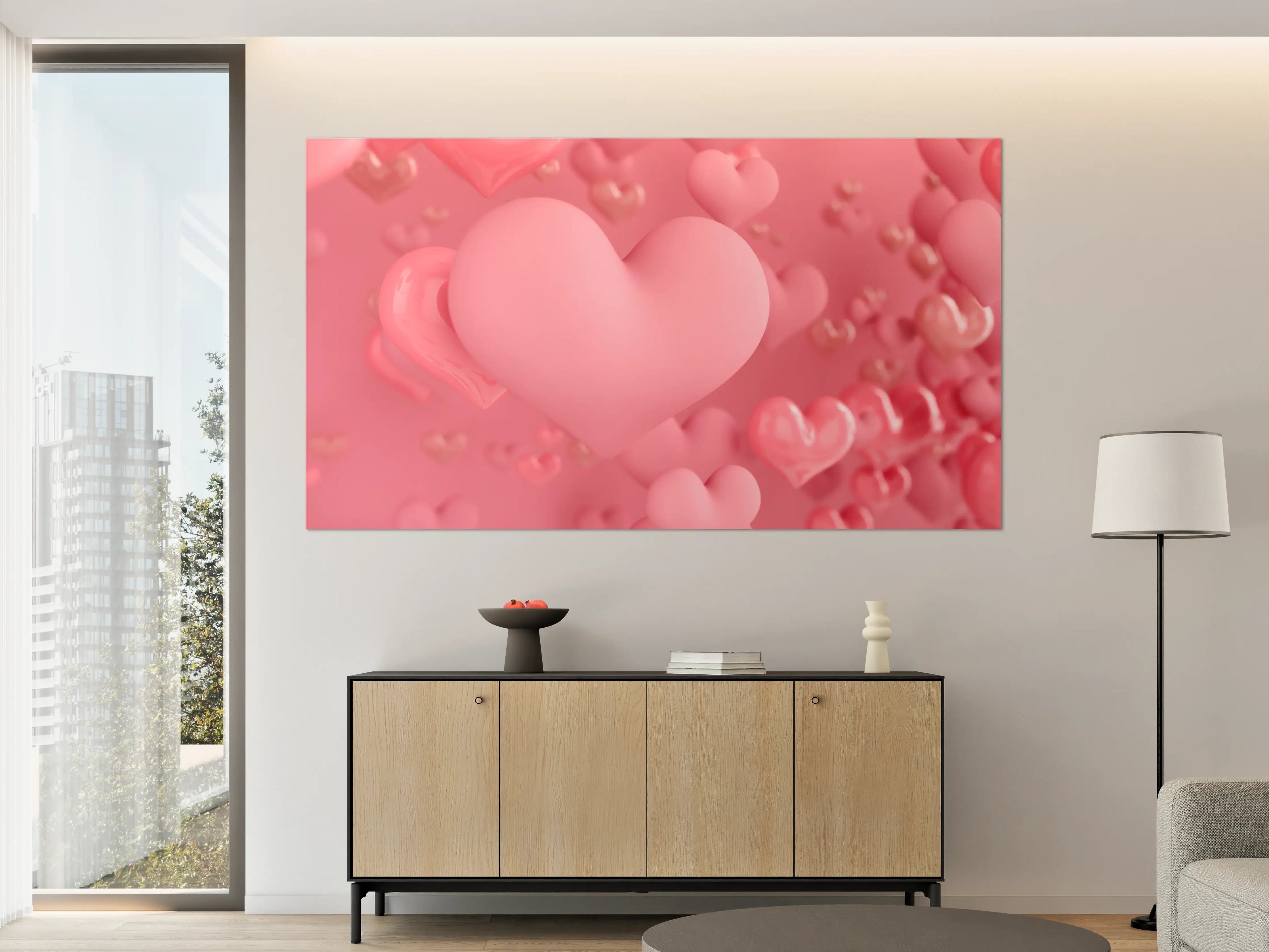 Große Wandbilder - Pastellrosa Herzen - Valentinstag