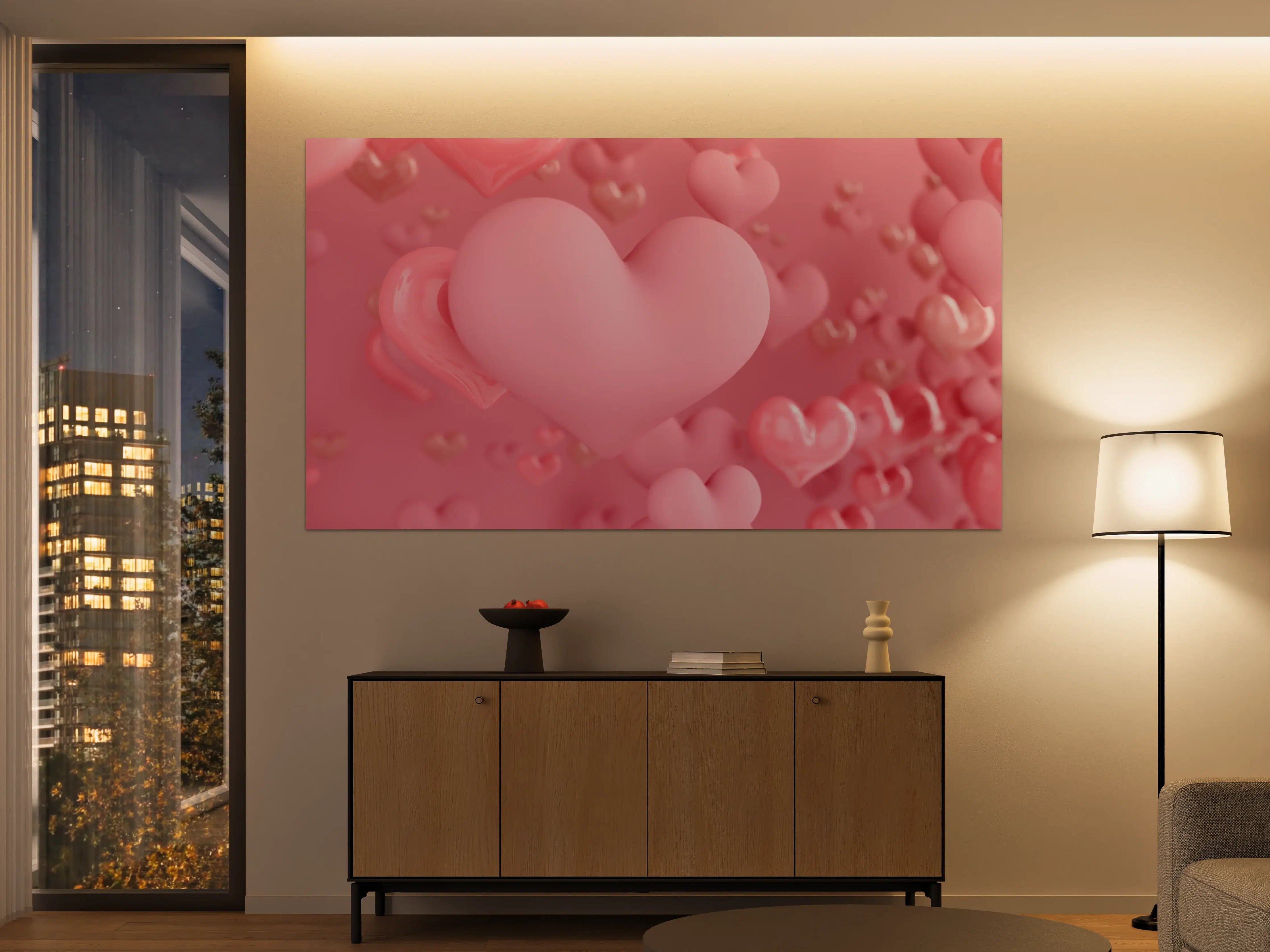 Große Wandbilder - Pastellrosa Herzen - Valentinstag