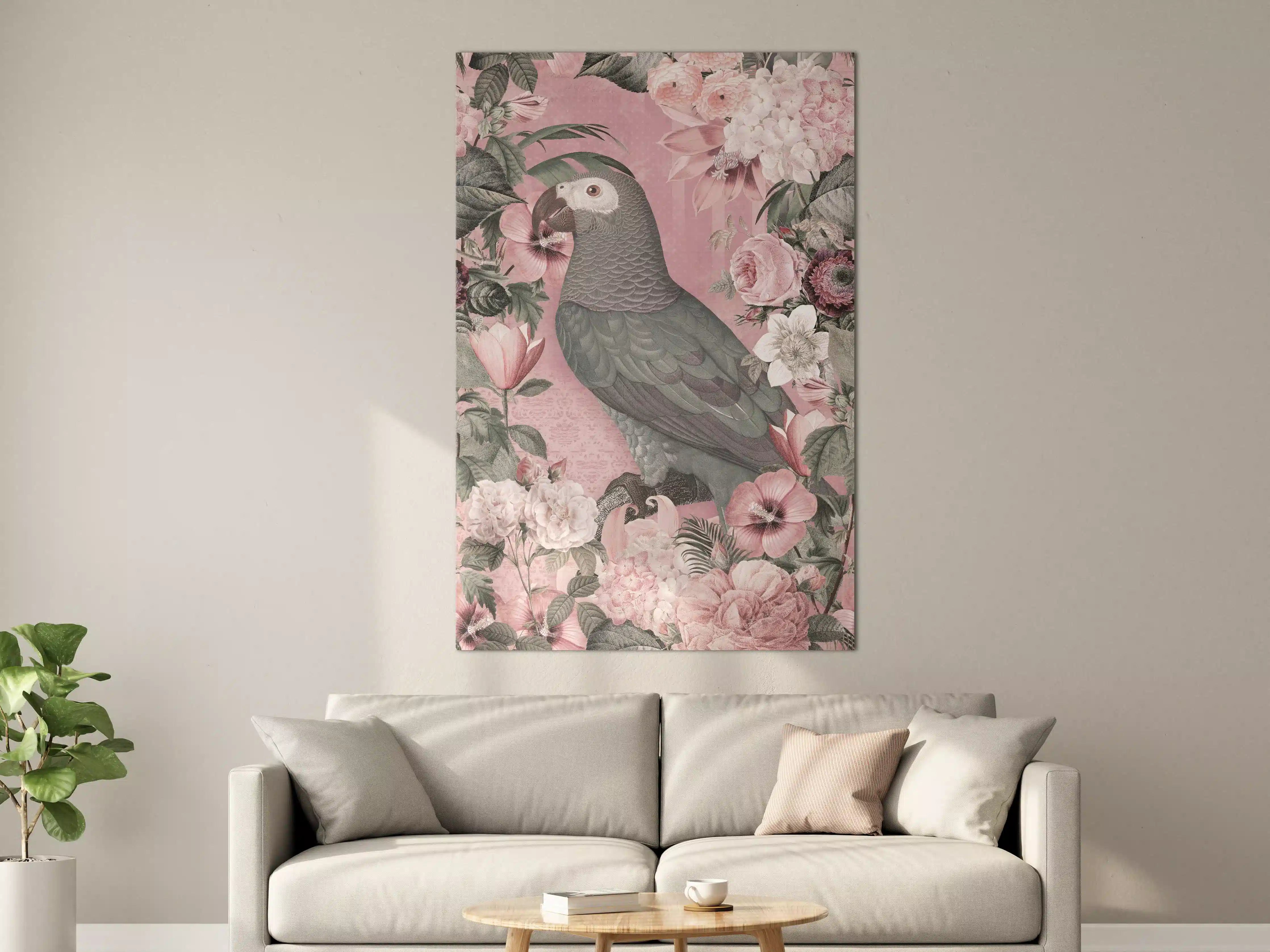 Große Wandbilder - Pastellrosa Papagei Flora