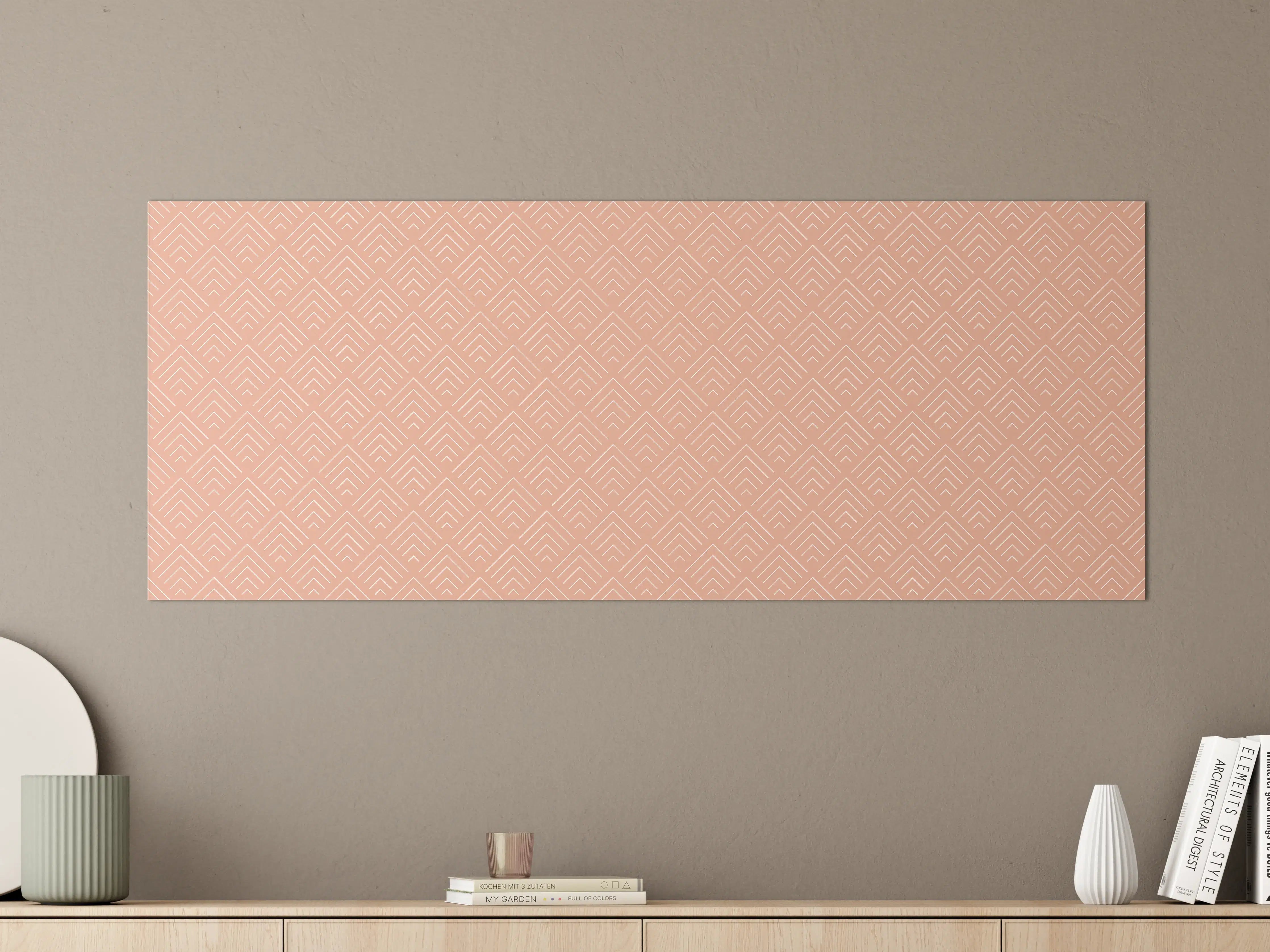 Große Wandbilder - Peachfarbene geometrische Musterwanddekoration