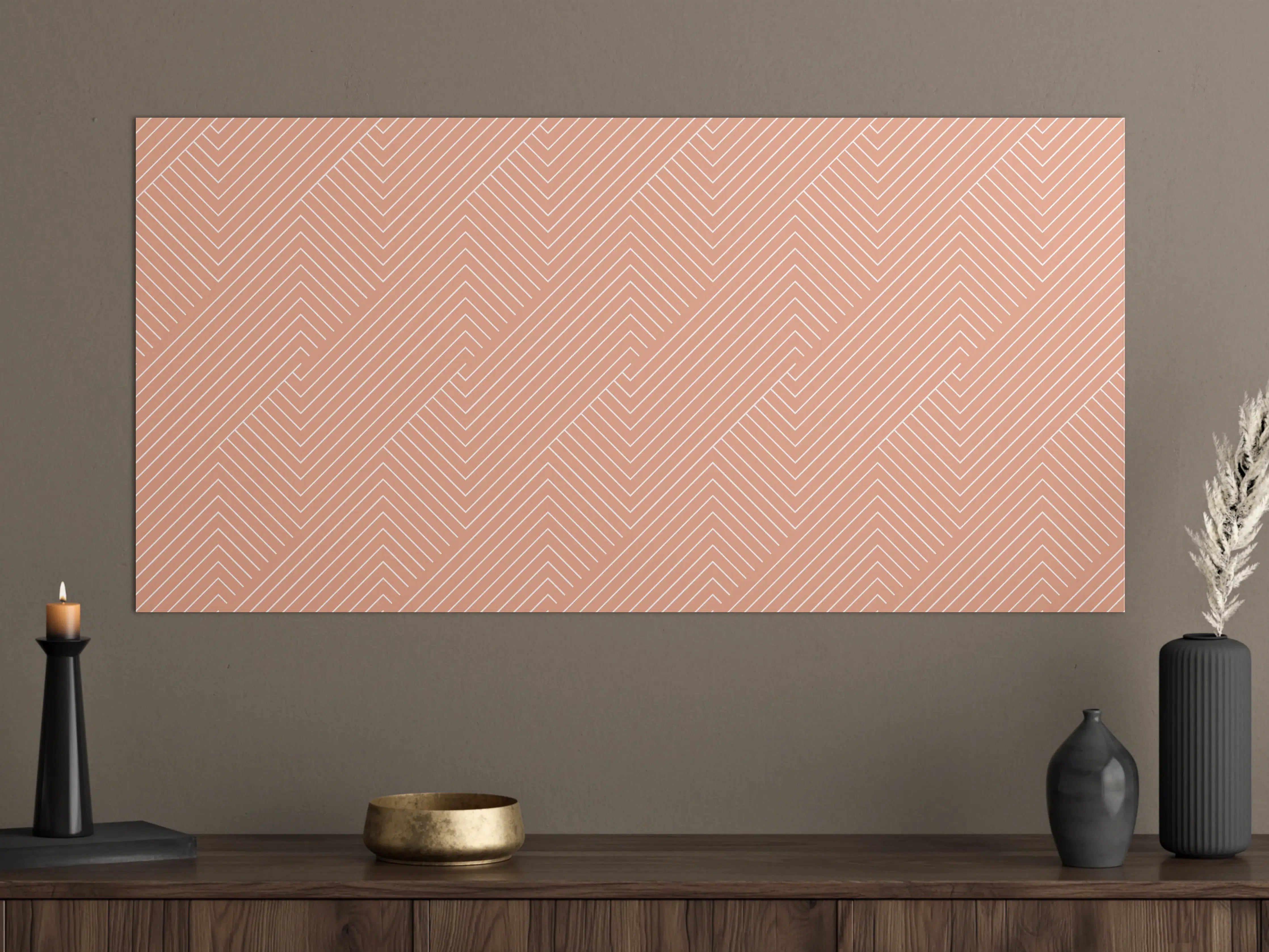 Große Wandbilder - Peachy Geometrisches Muster mit Linien