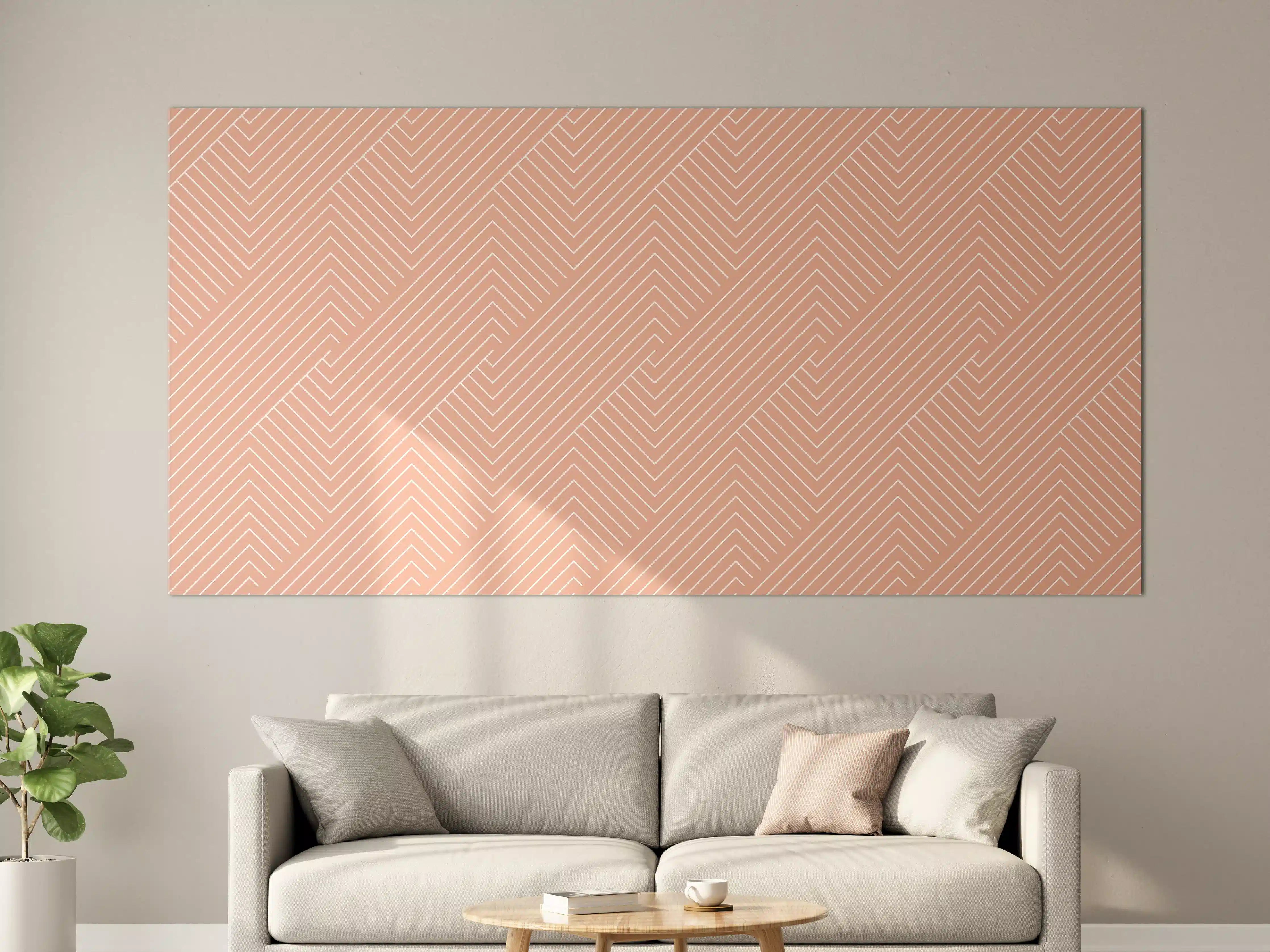 Große Wandbilder - Peachy Geometrisches Muster mit Linien