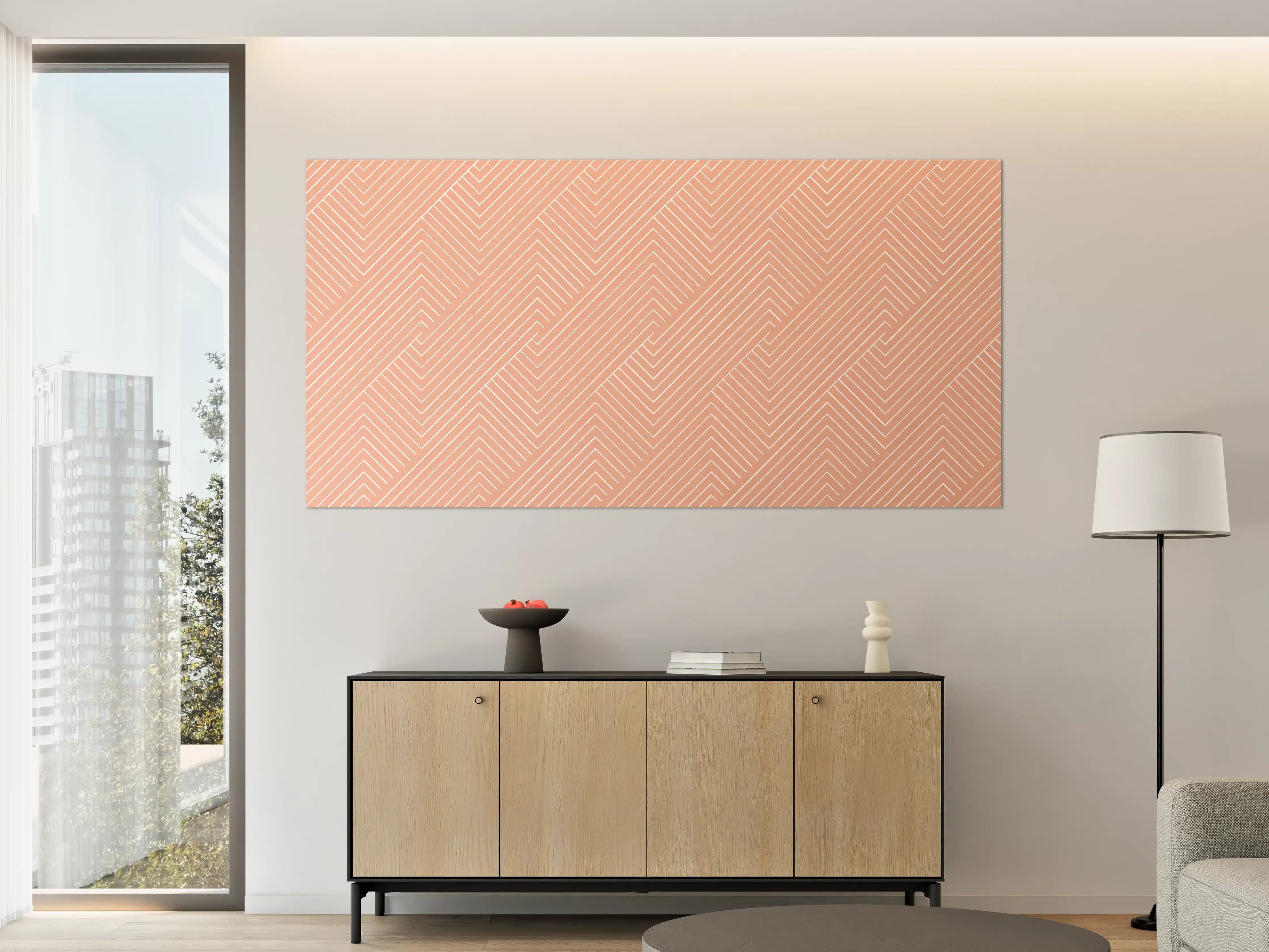 Große Wandbilder - Peachy Geometrisches Muster mit Linien