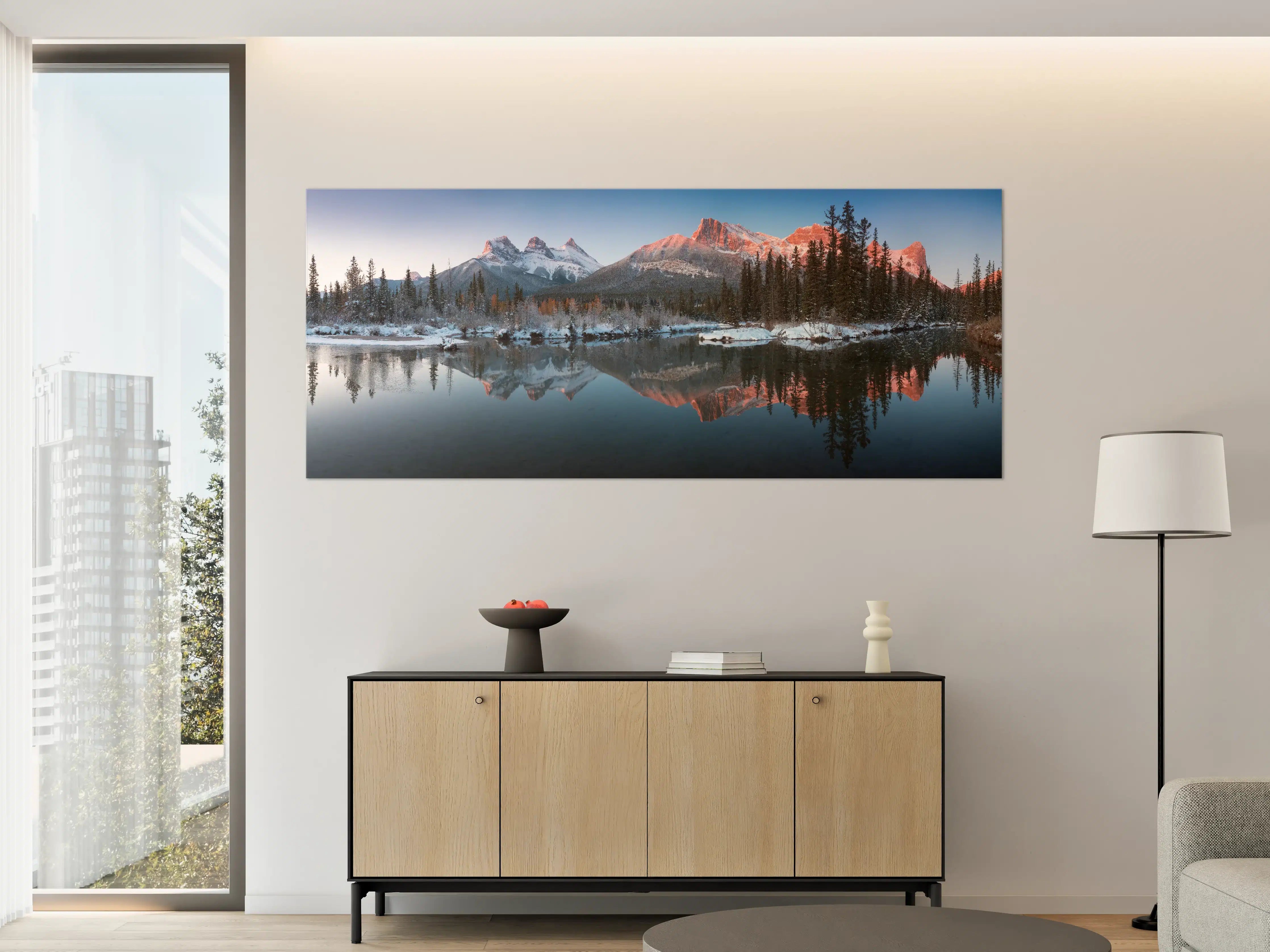 Große Wandbilder - Perfektes Spiegelbild der Drei-Schwestern-Gipfel