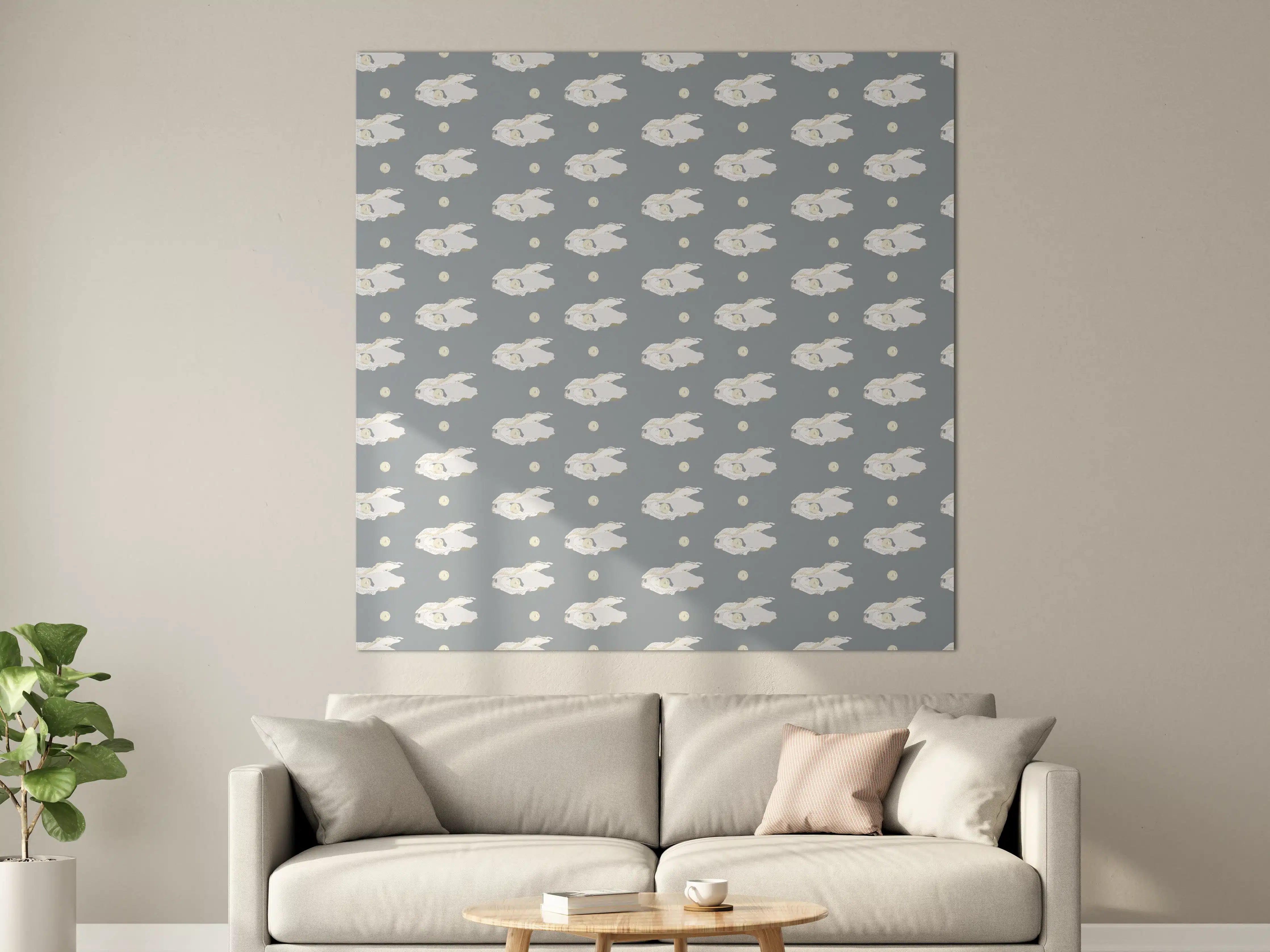 Große Wandbilder - Perlen-Muschelmuster Grau