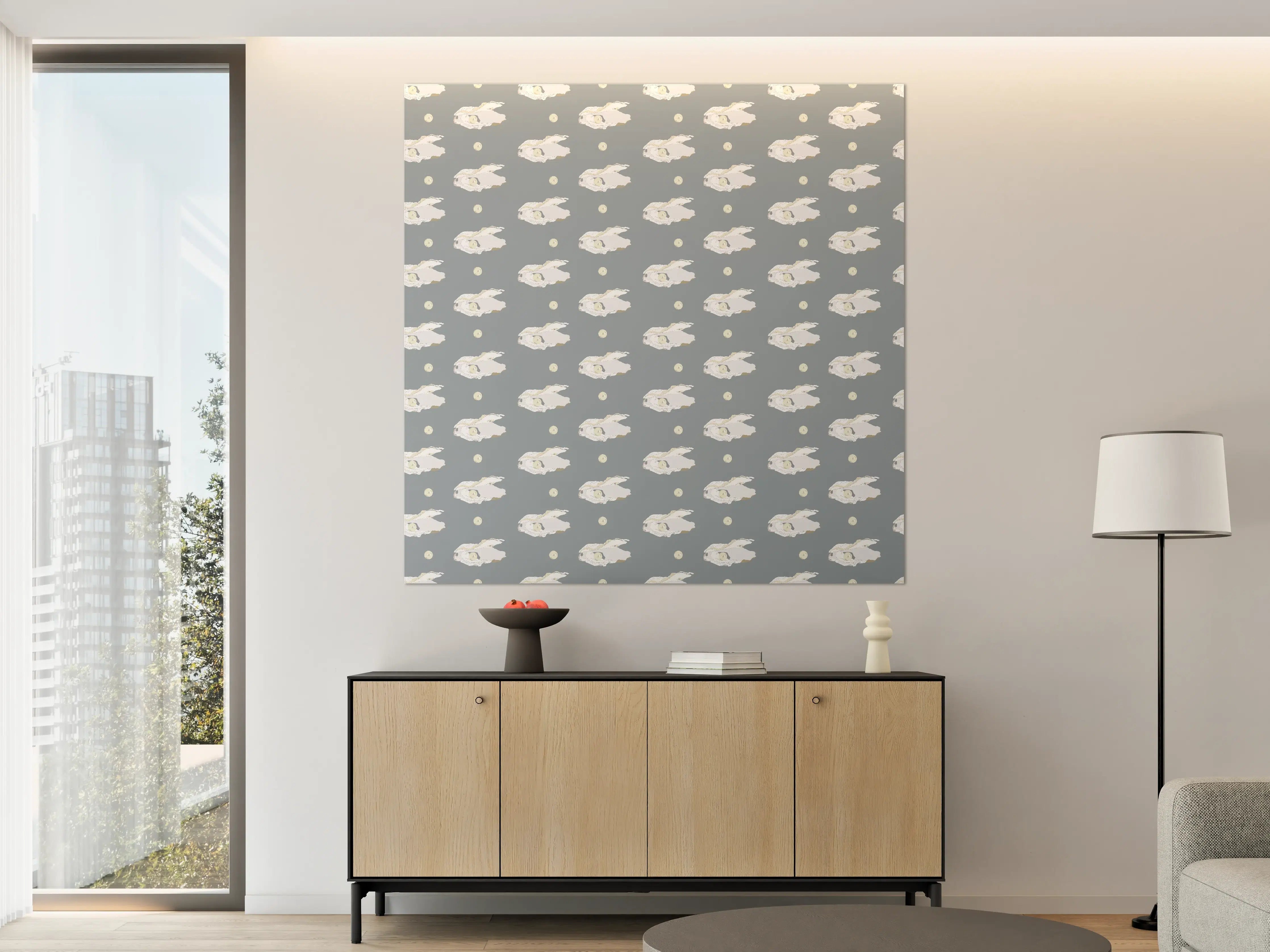 Große Wandbilder - Perlen-Muschelmuster Grau