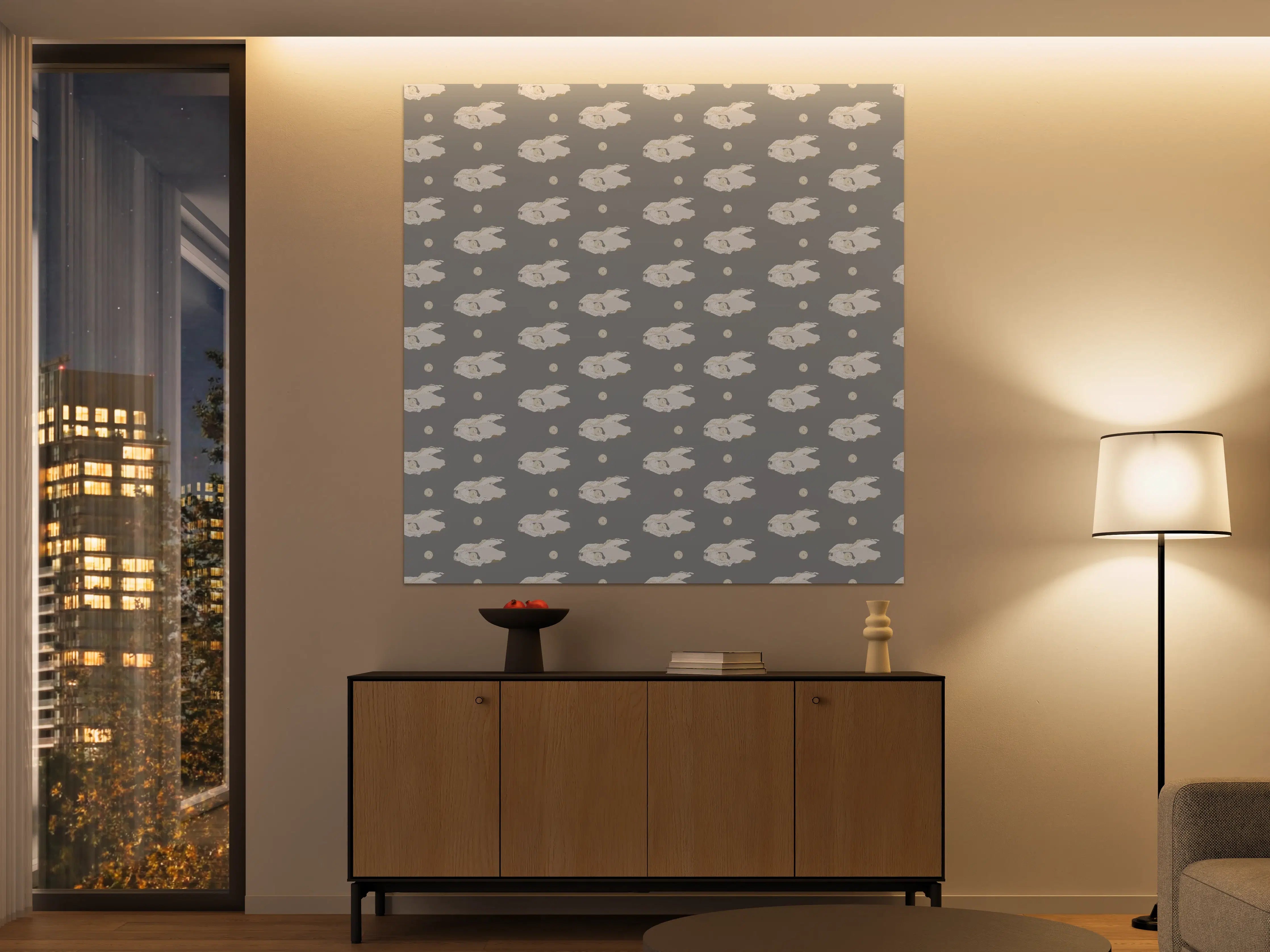 Große Wandbilder - Perlen-Muschelmuster Grau