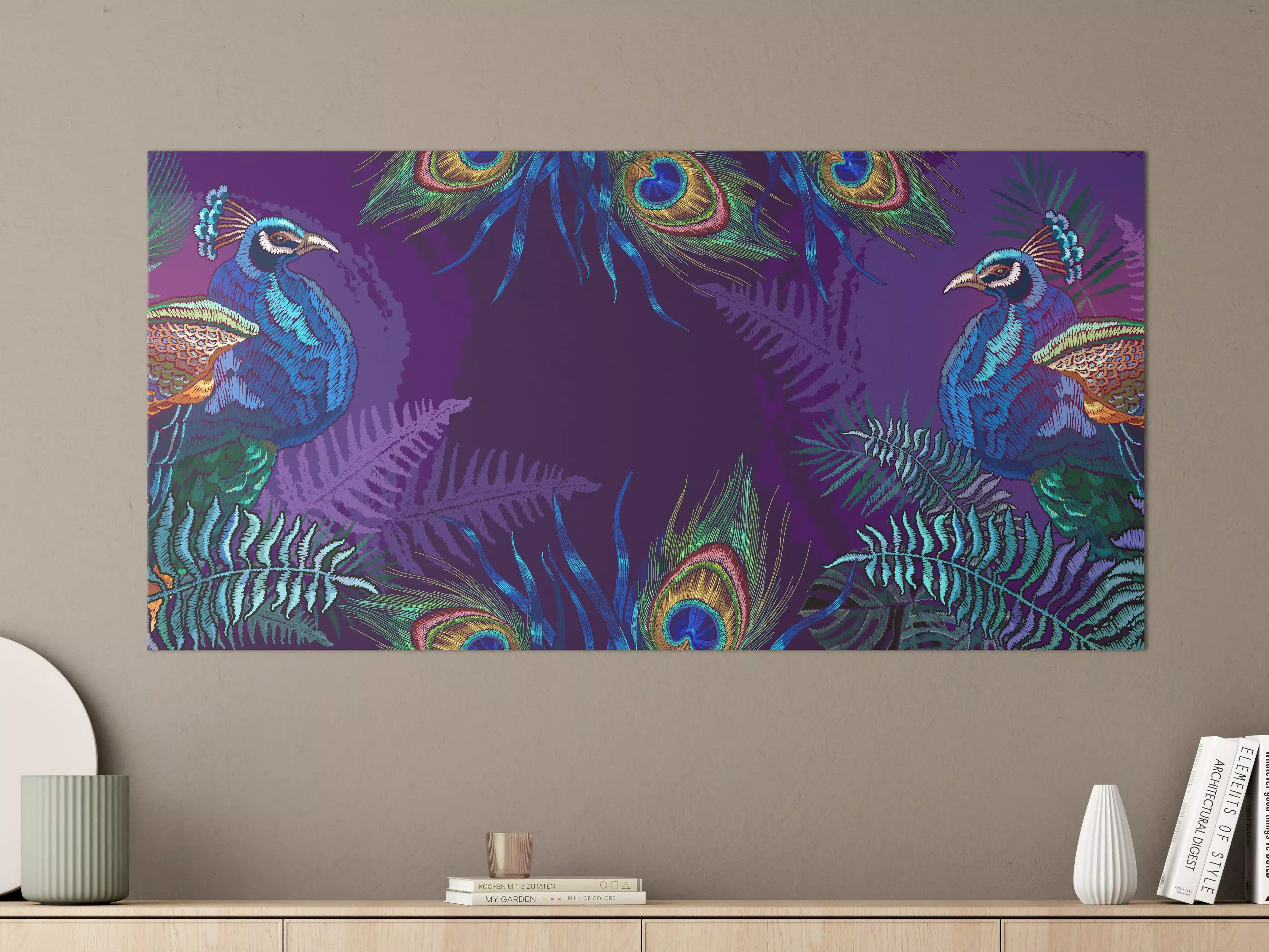 Große Wandbilder - Pfau - Stickmuster