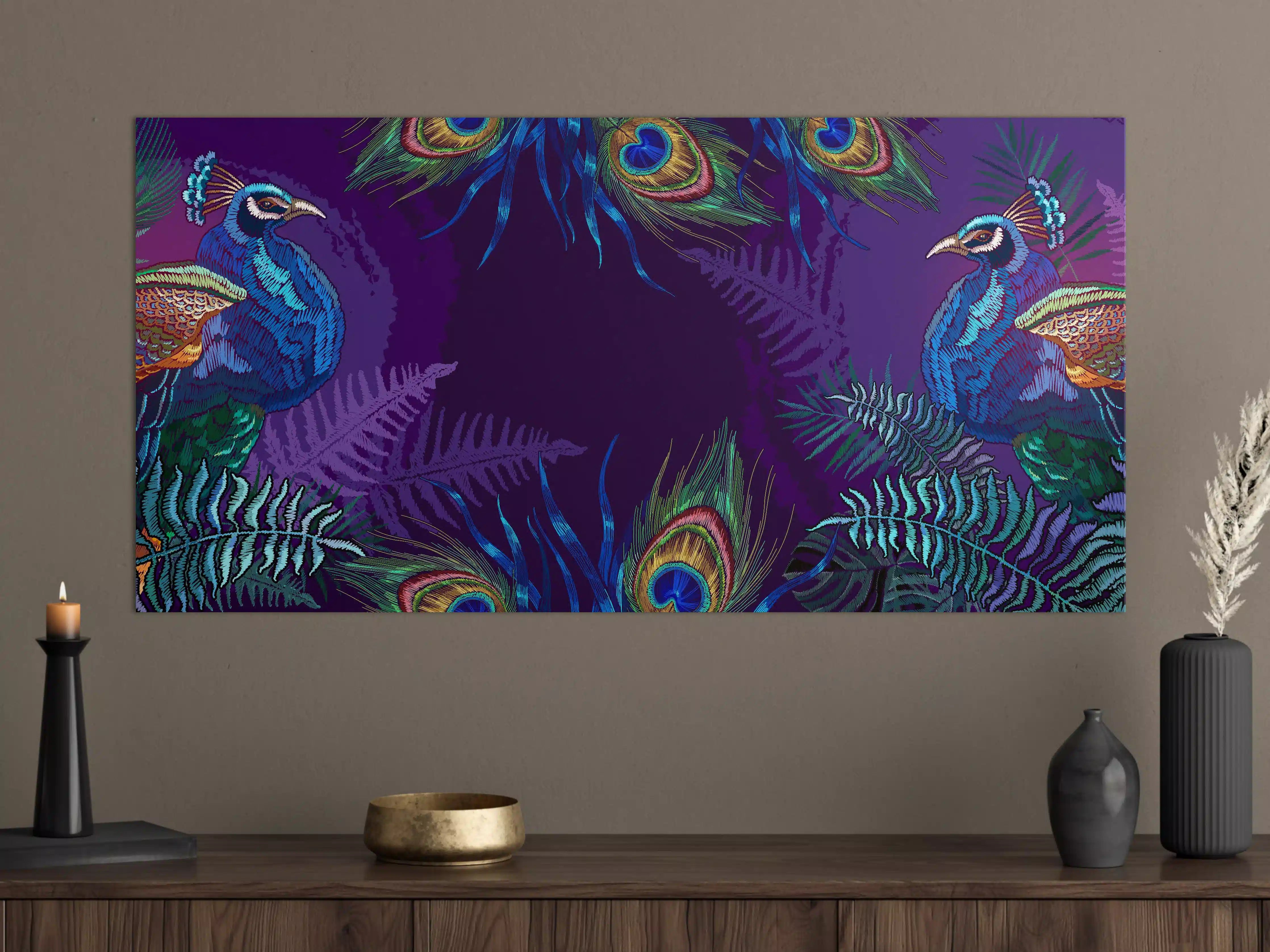 Große Wandbilder - Pfau - Stickmuster