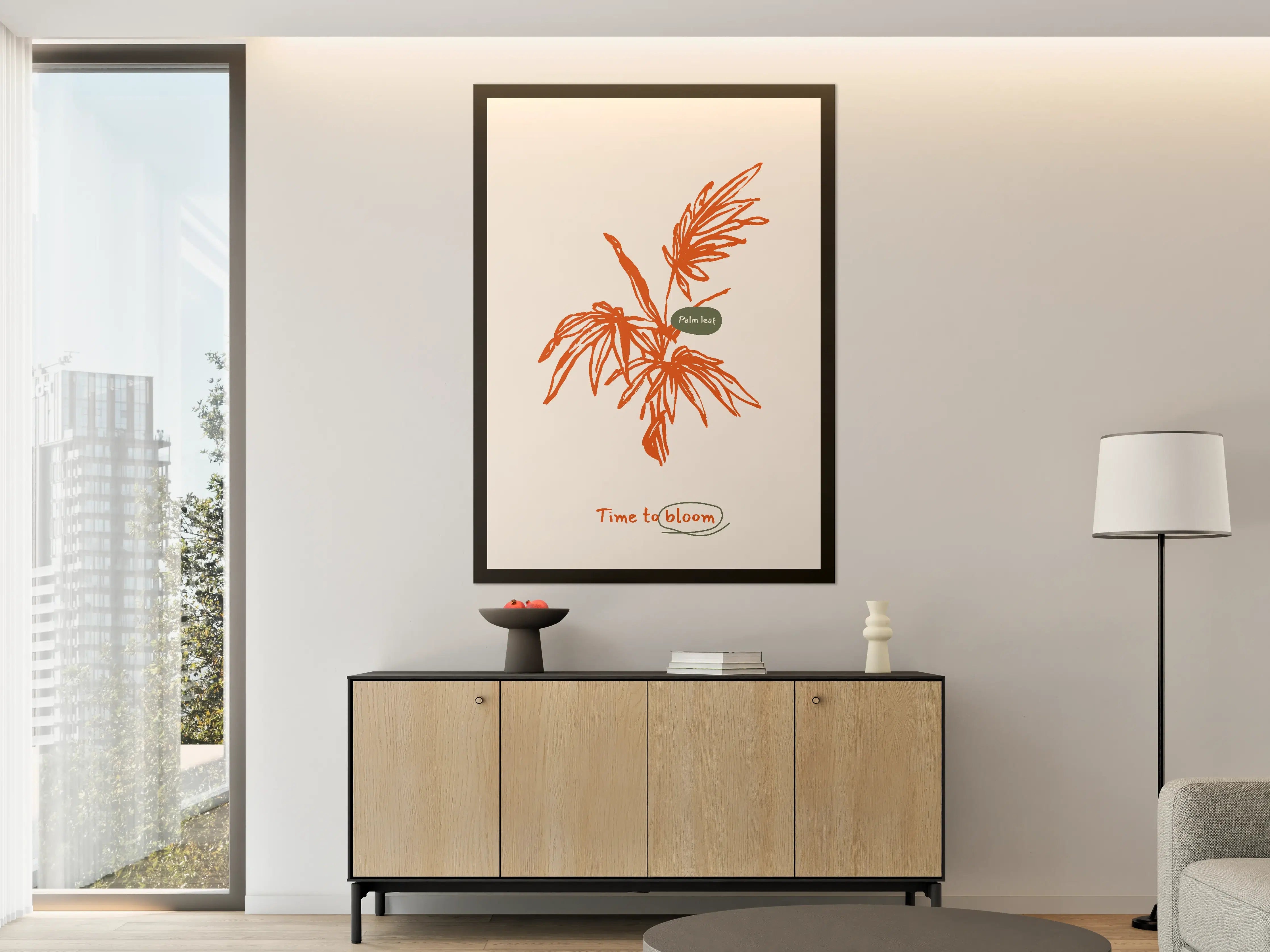 Große Wandbilder - Pfingstlerischer Palmblätter-Print in Erdtönen