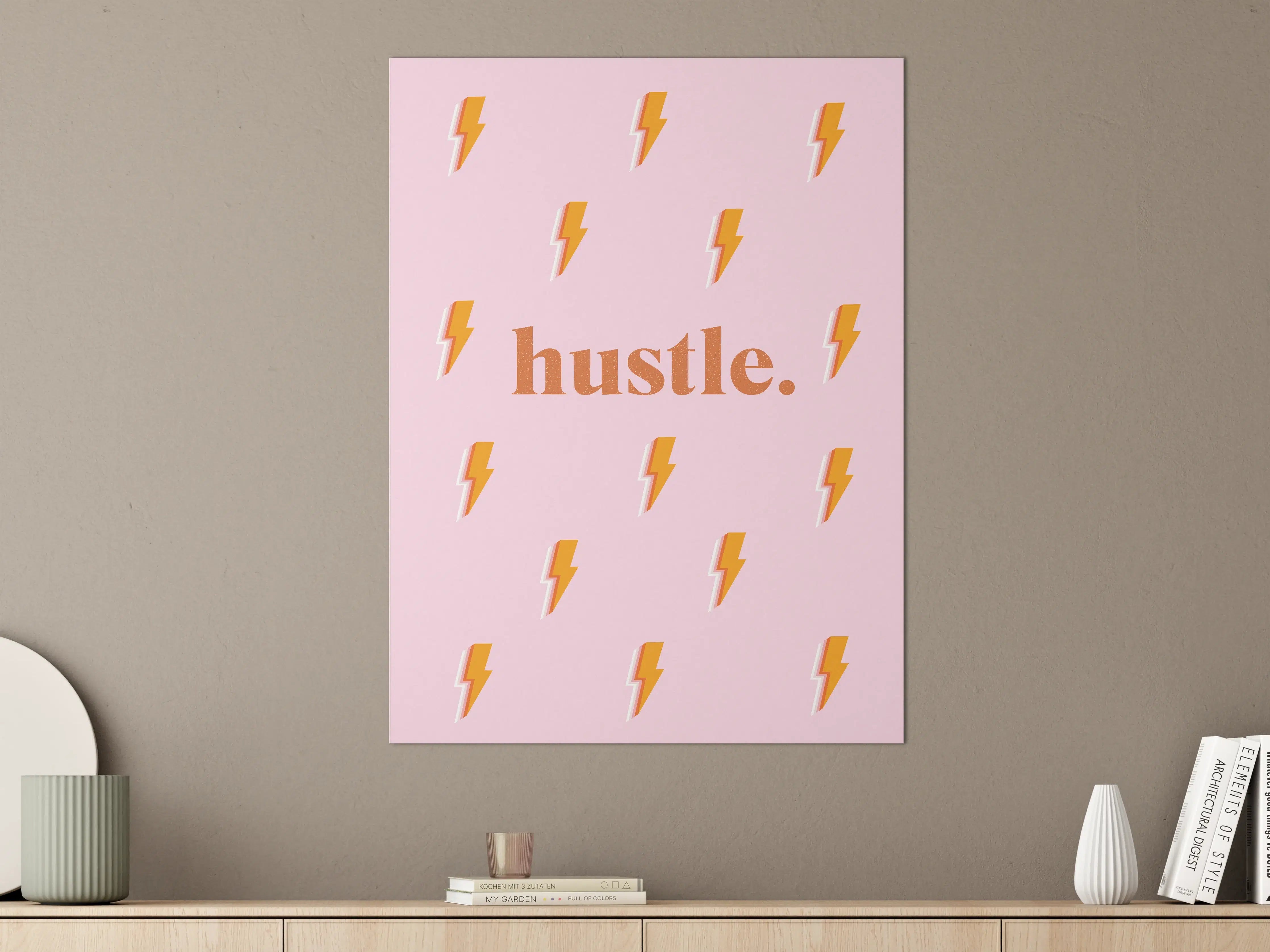 Große Wandbilder - Pink-Orange Blitz-Muster Poster