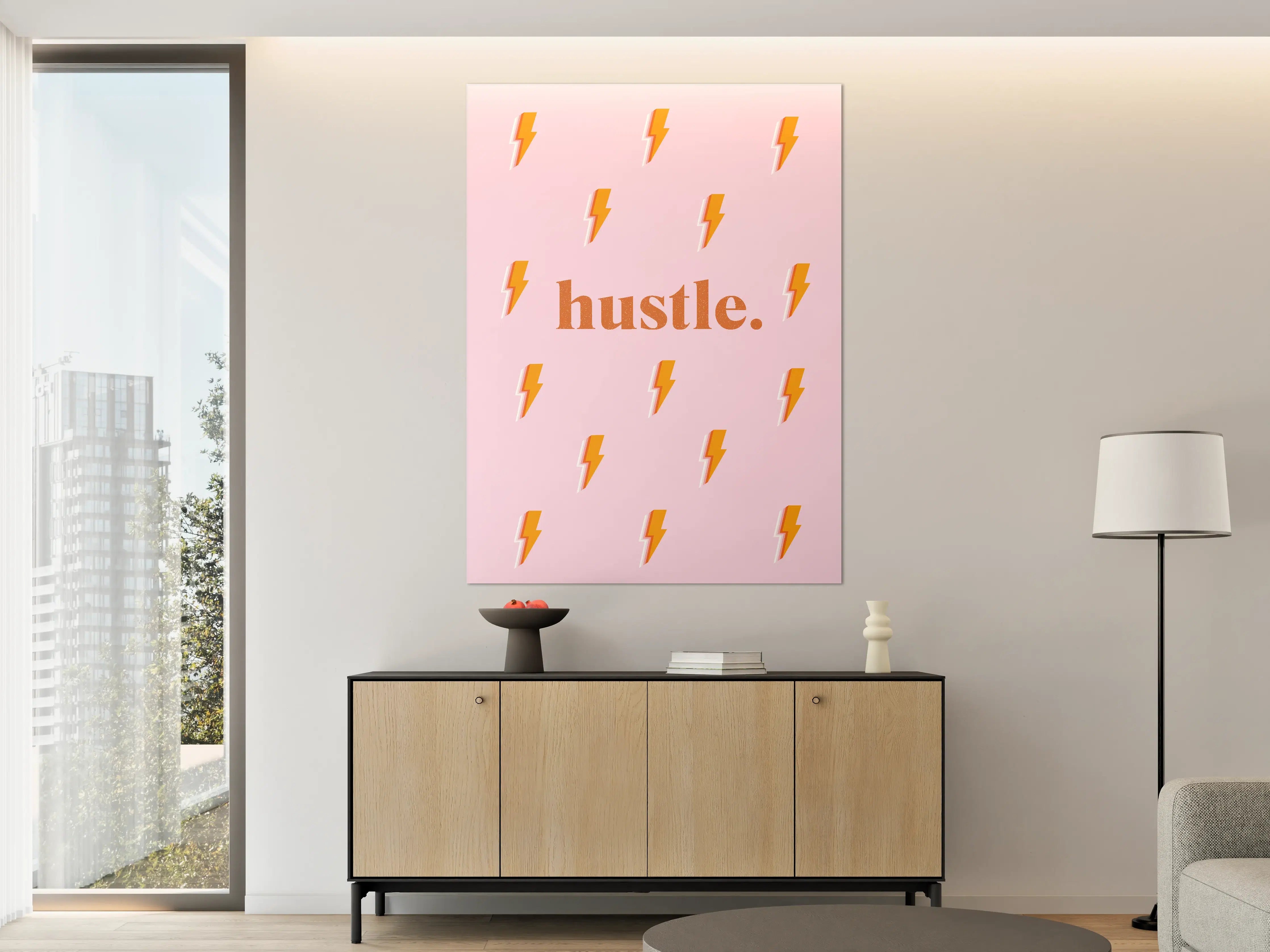 Große Wandbilder - Pink-Orange Blitz-Muster Poster