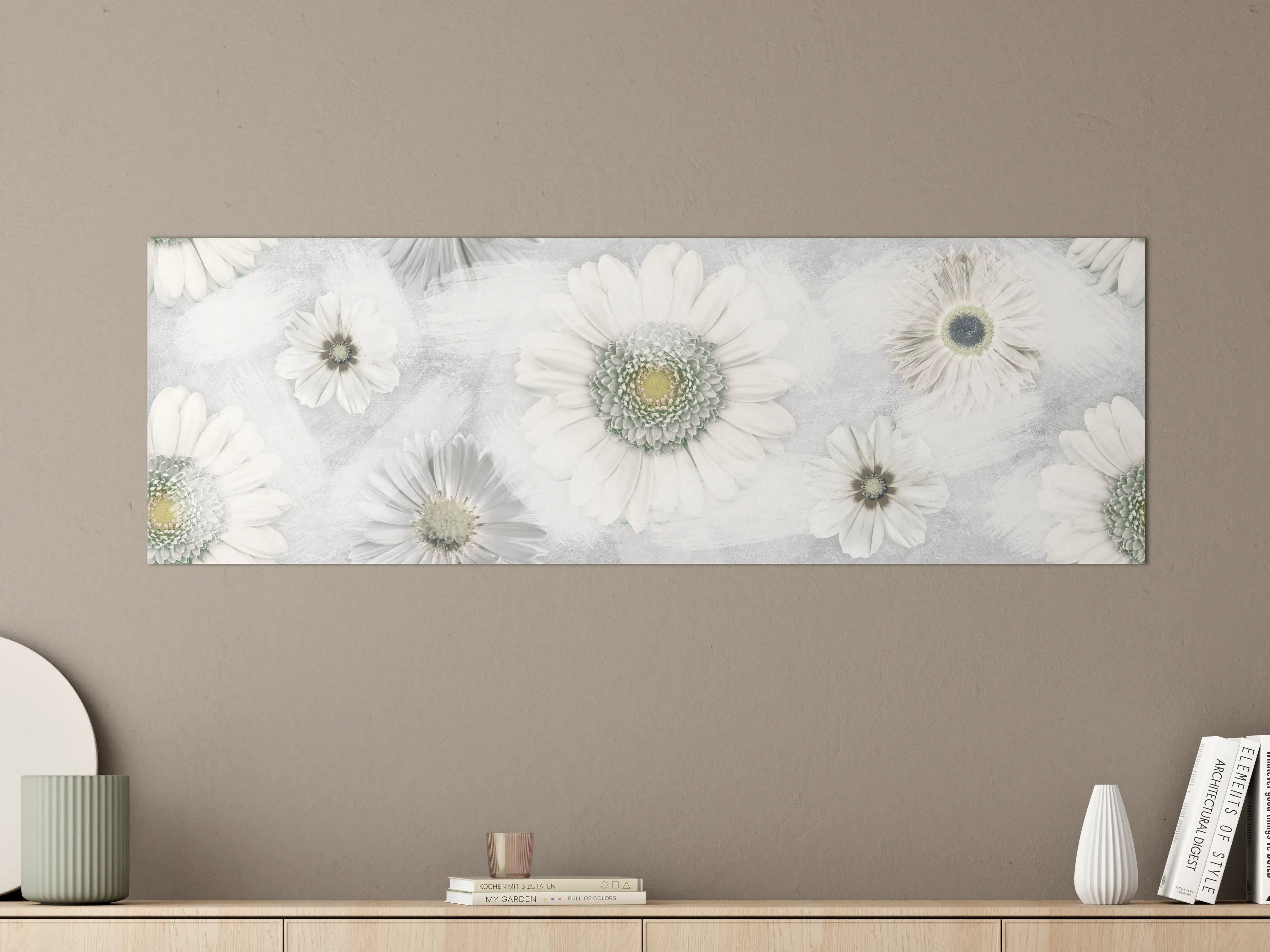 Große Wandbilder - Pinsel Effekt - Blumen Muster
