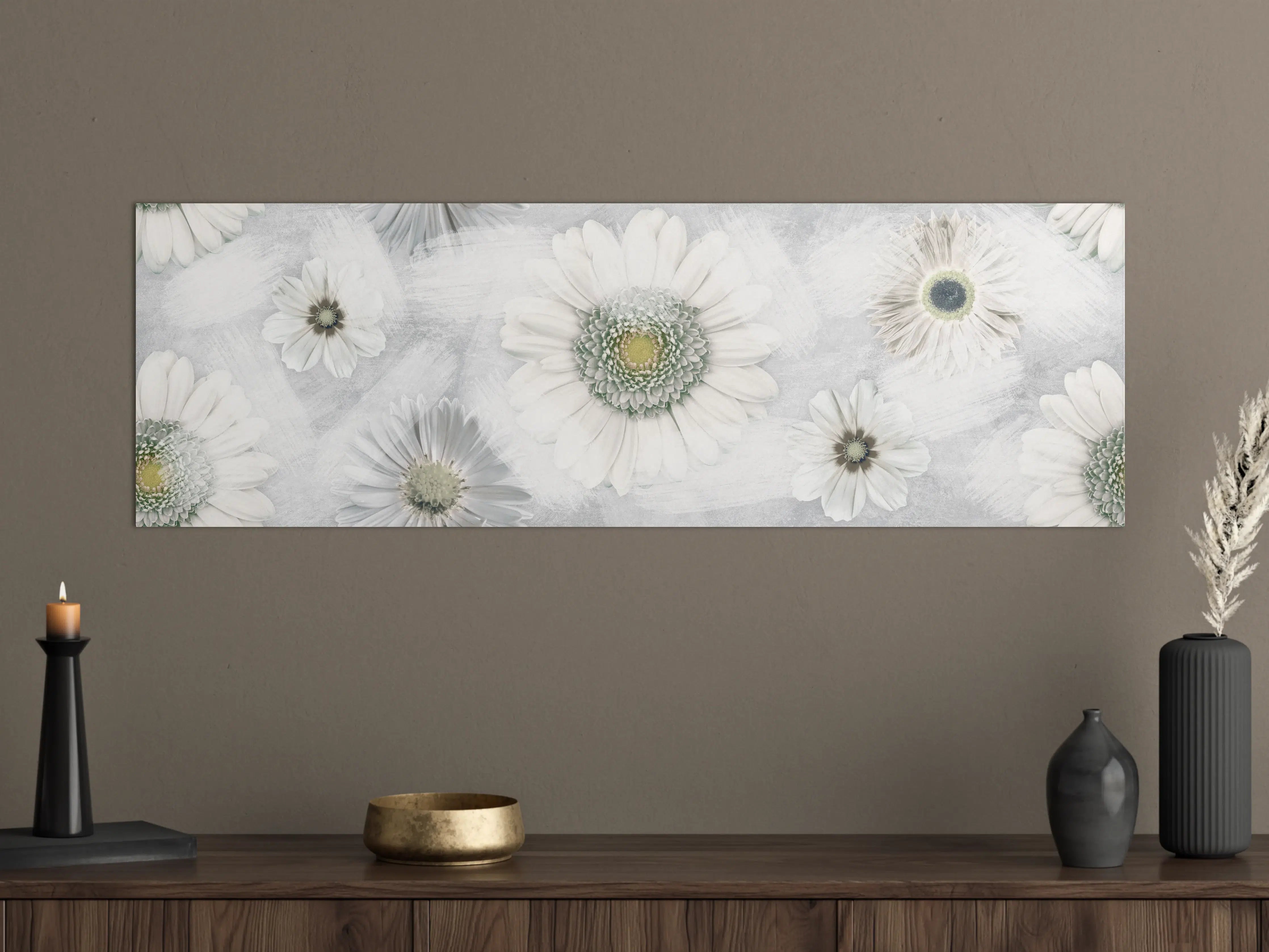 Große Wandbilder - Pinsel Effekt - Blumen Muster