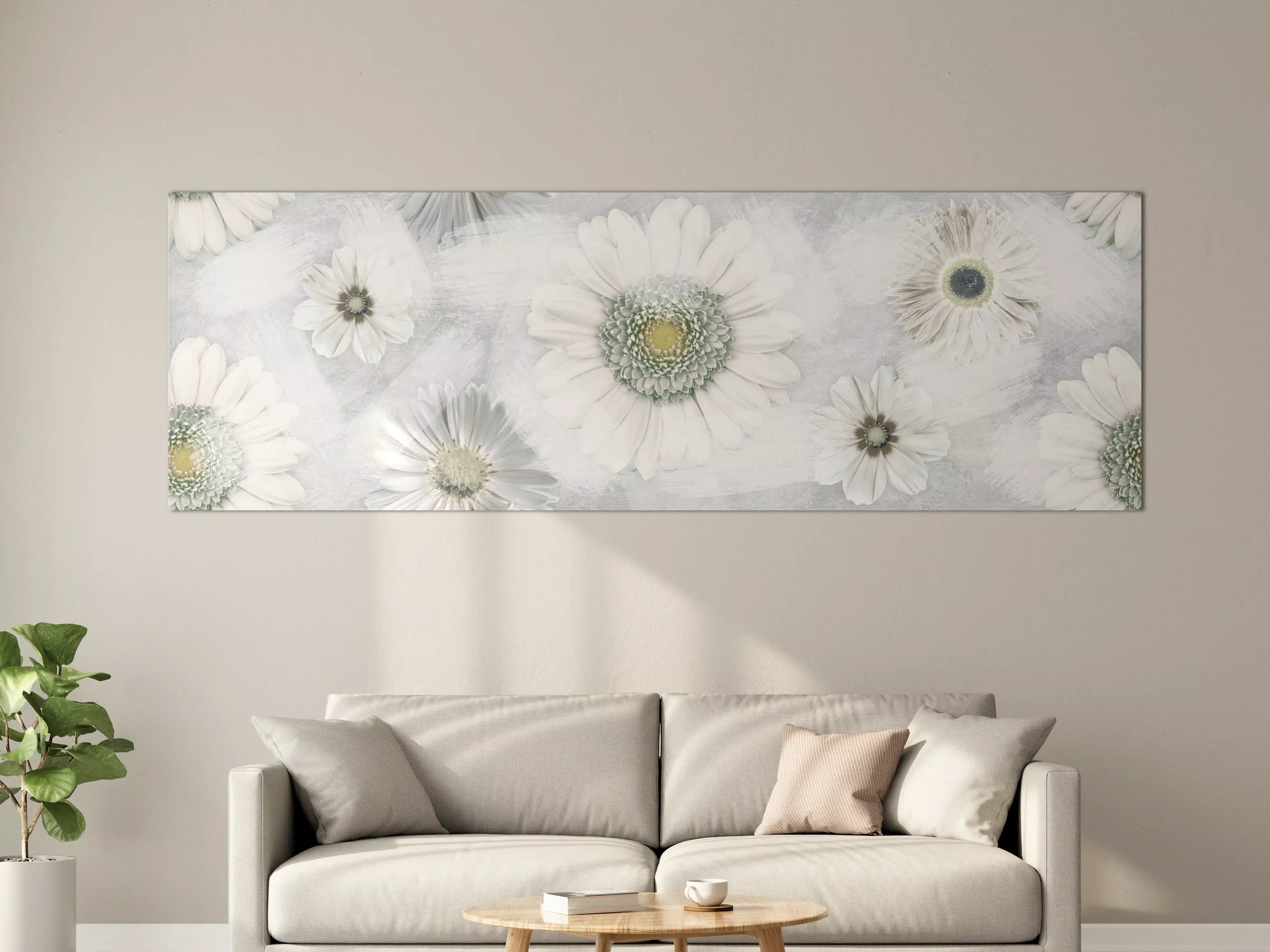 Große Wandbilder - Pinsel Effekt - Blumen Muster