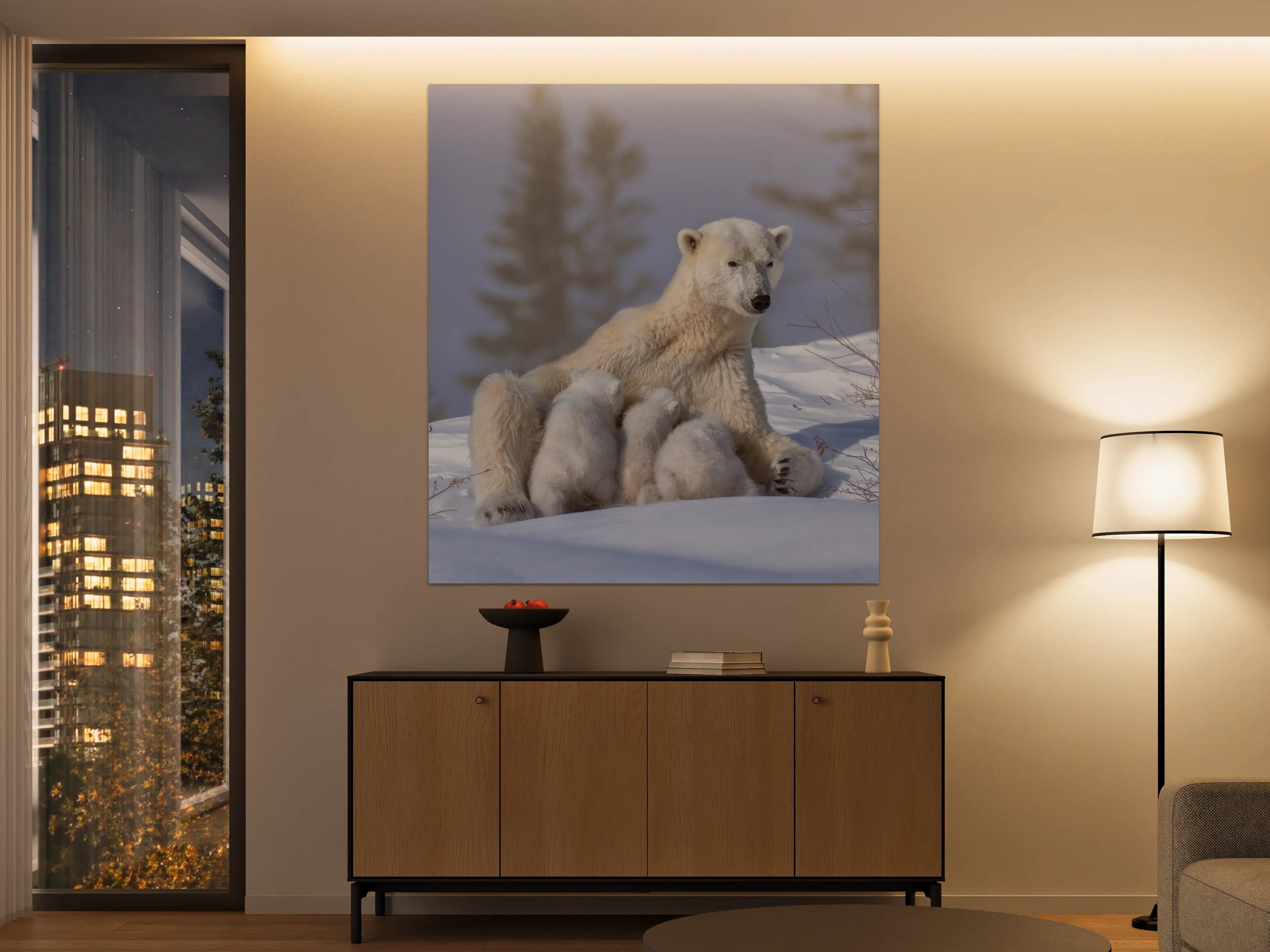 Große Wandbilder - Polarbären Familie im Schnee