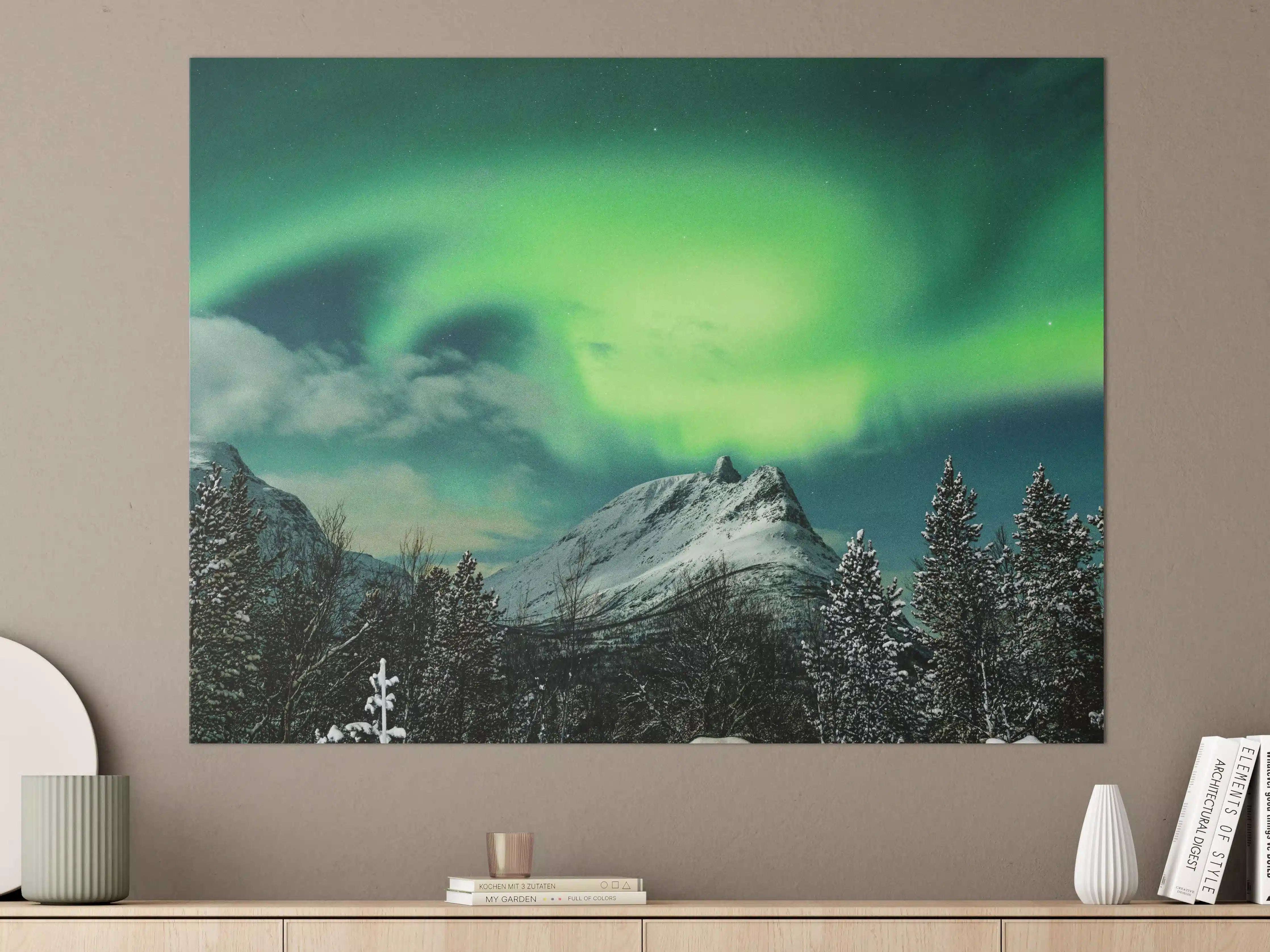 Große Wandbilder - Polarlichter über Berg in Nordnorwegen