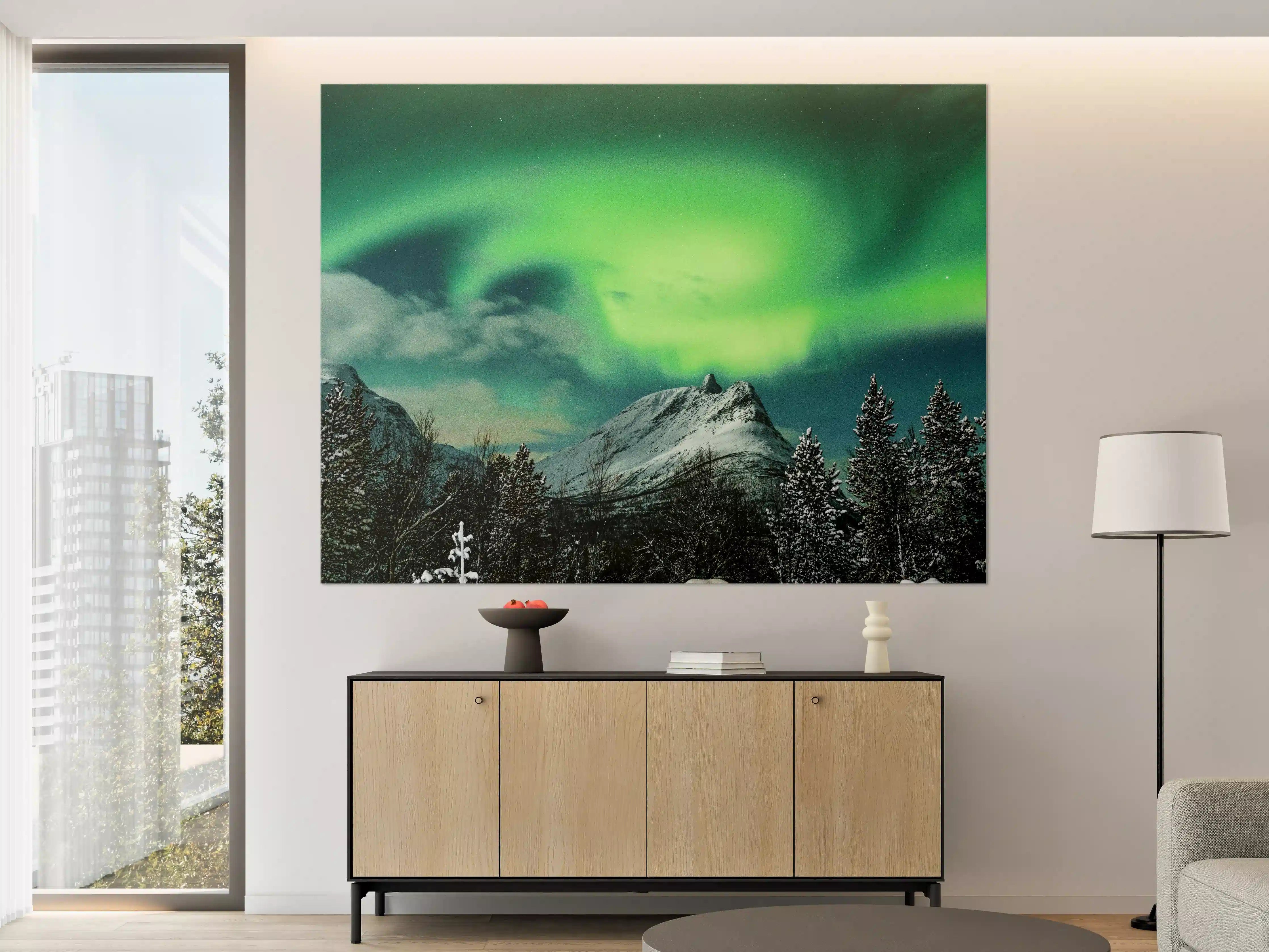 Große Wandbilder - Polarlichter über Berg in Nordnorwegen