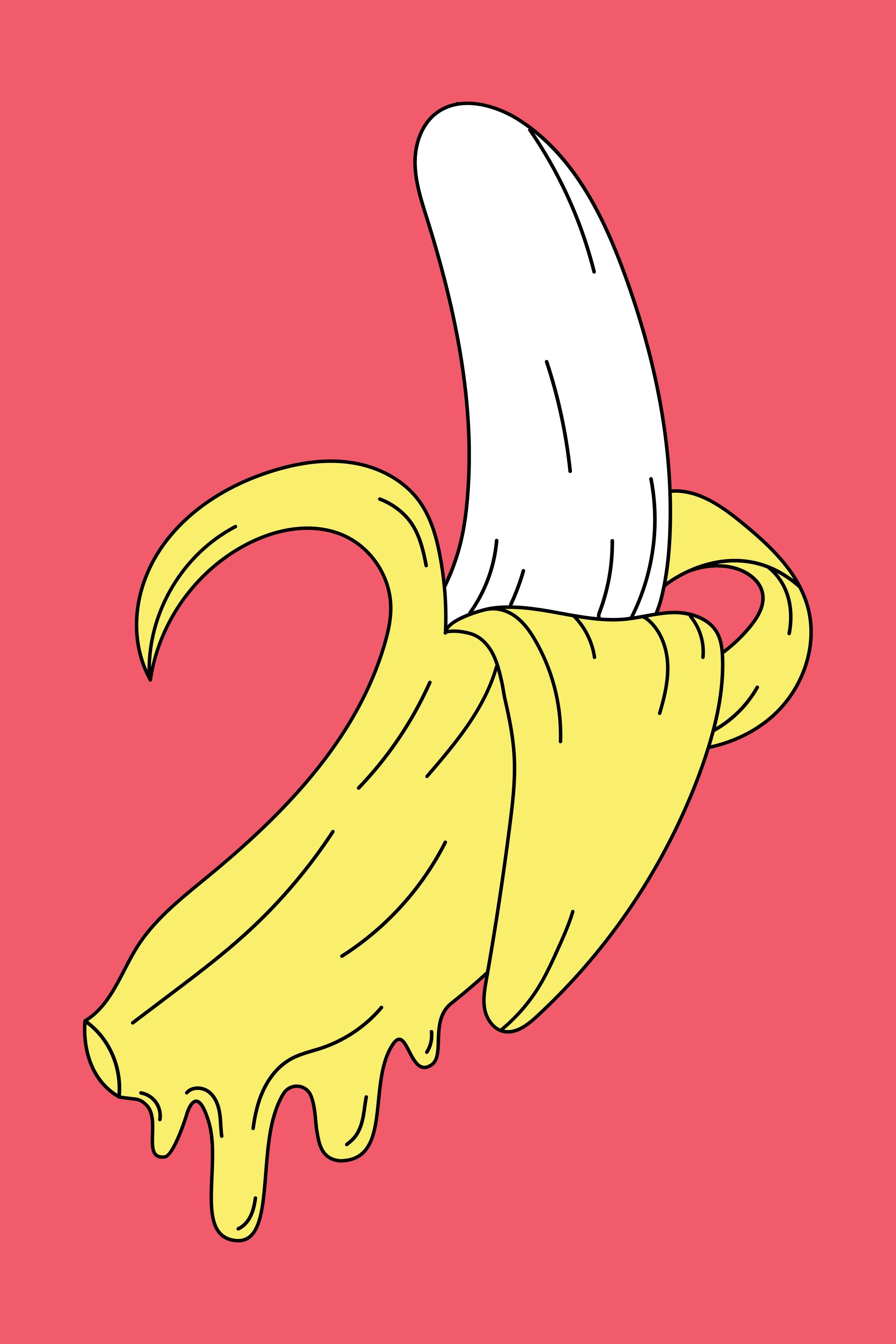 Große Wandbilder-Pop Art Banane mit peelendem Gelb