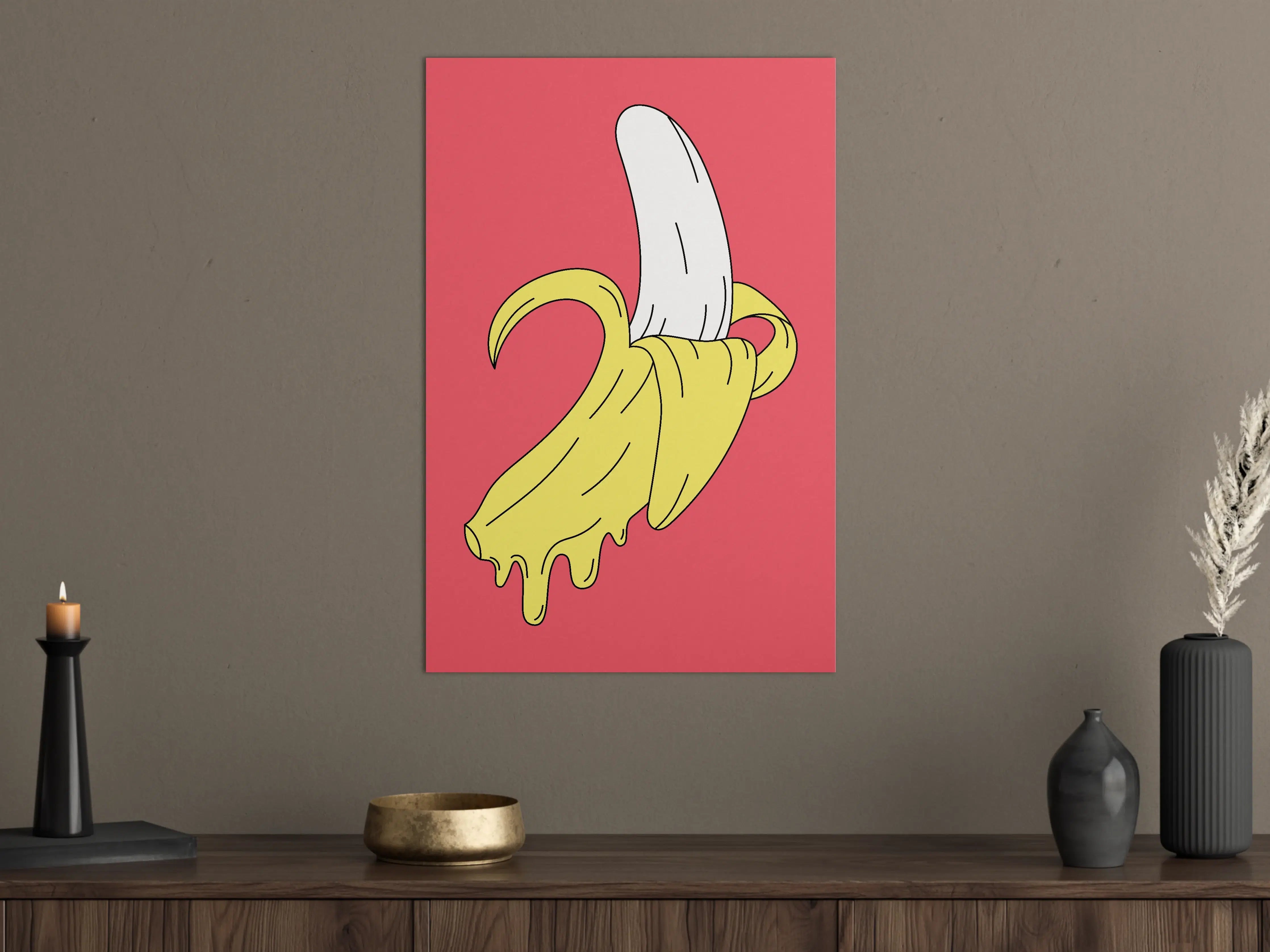 Große Wandbilder - Pop Art Banane mit peelendem Gelb