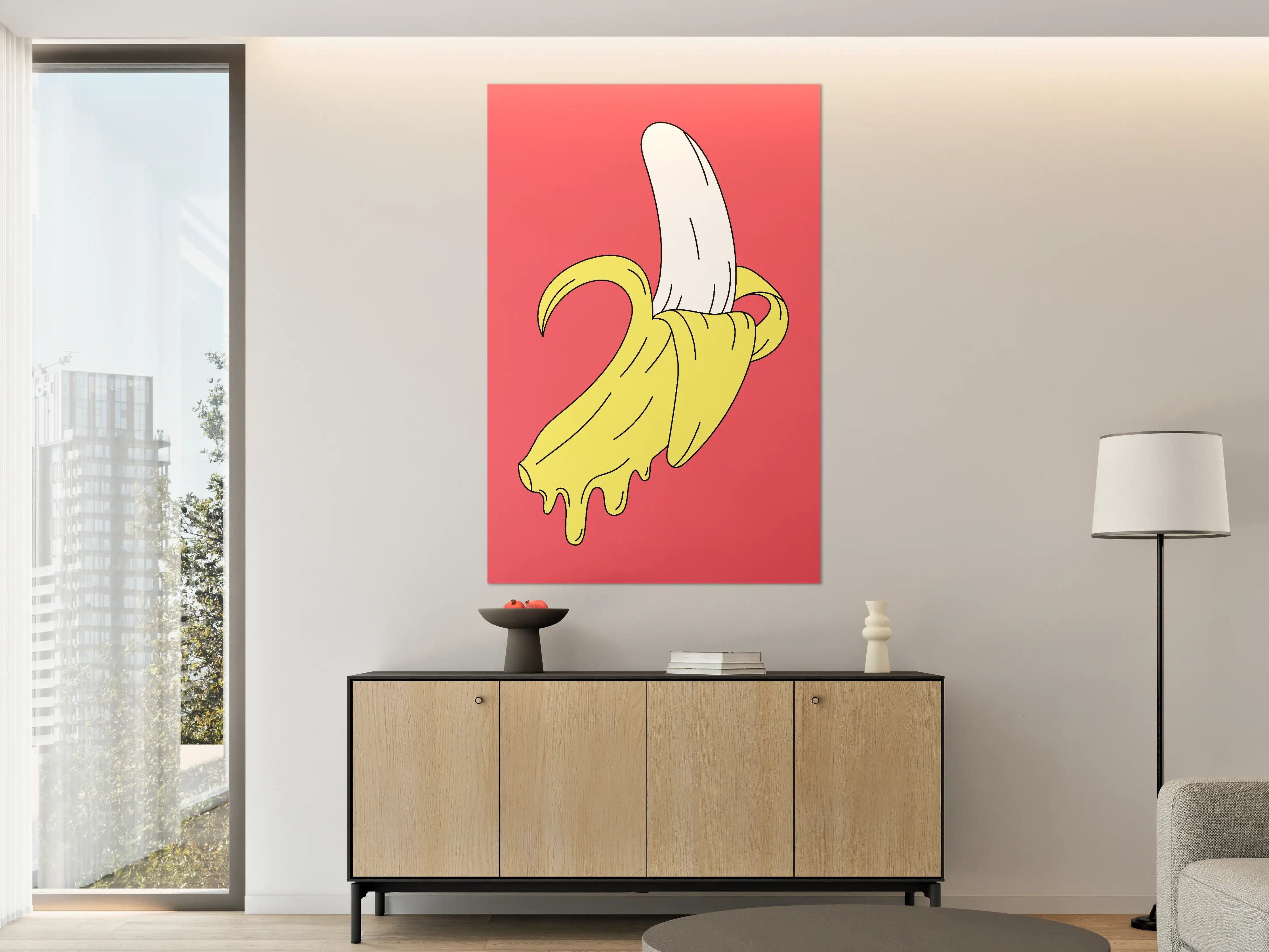 Große Wandbilder - Pop Art Banane mit peelendem Gelb