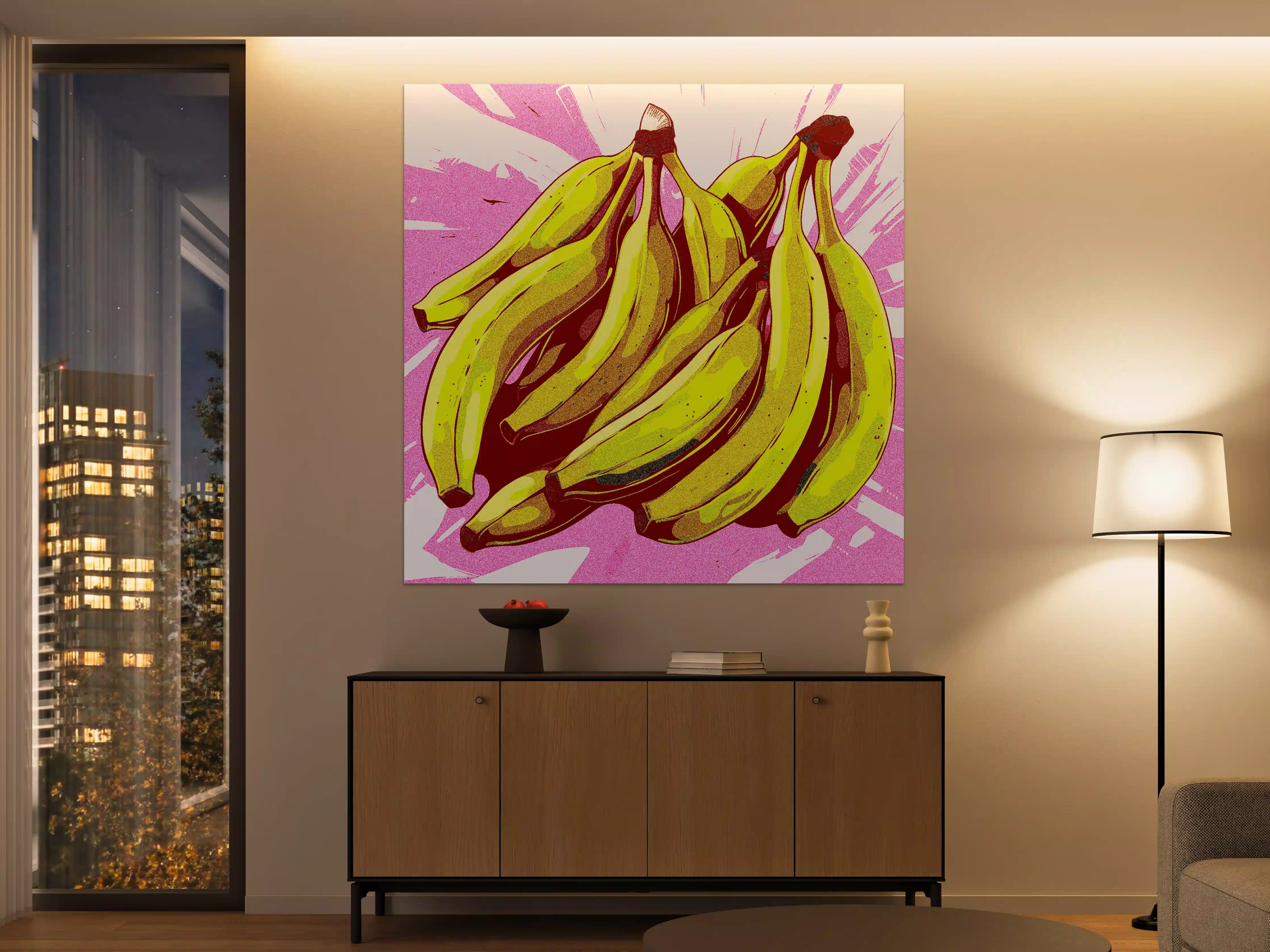 Große Wandbilder - Pop Art Bananen Illustration in Lebendigen Farben