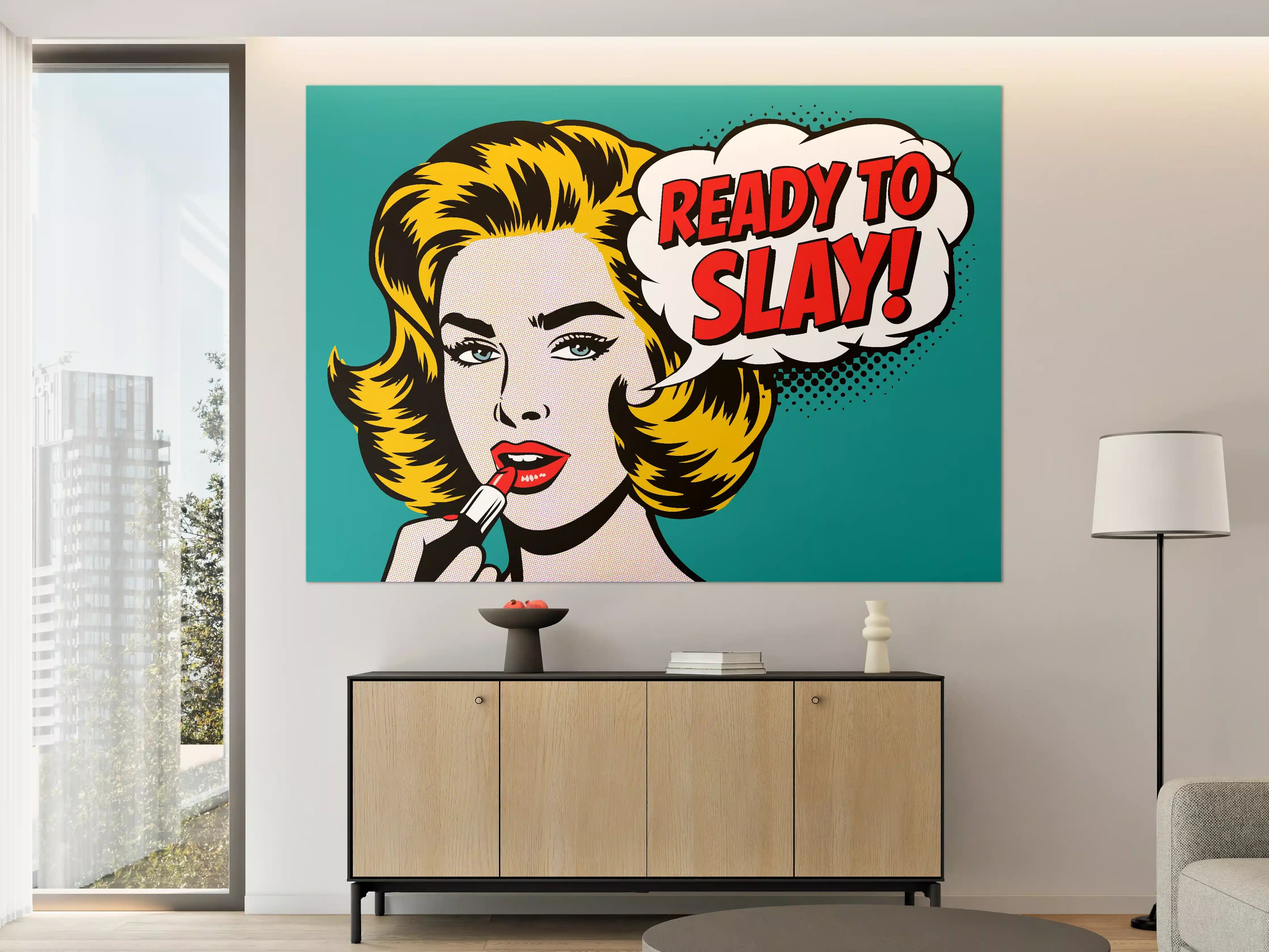Große Wandbilder - Pop-Art Damenbild mit Lippenstift